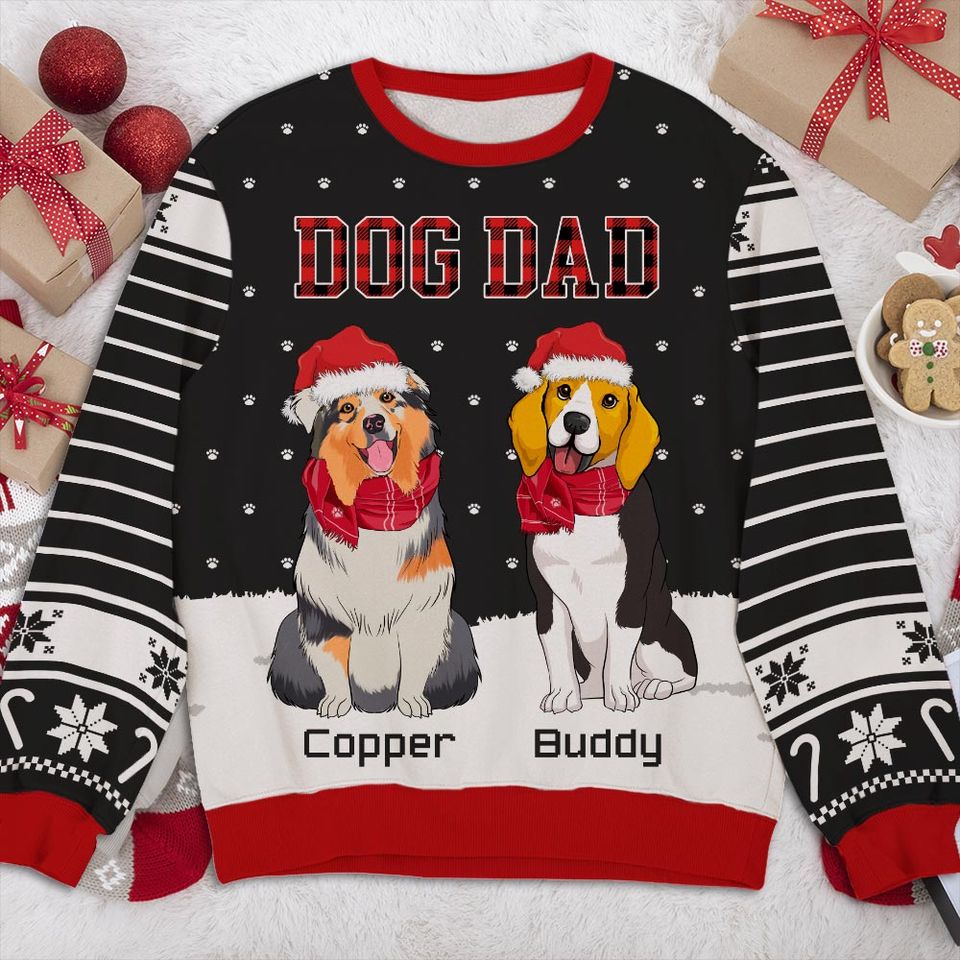 Dog Dad Mom Snow - Personalized All-Over-Print Sweatshirt - Christmas Gift For Pet Owners, Pet Lovers, Dog Lovers - Image 3