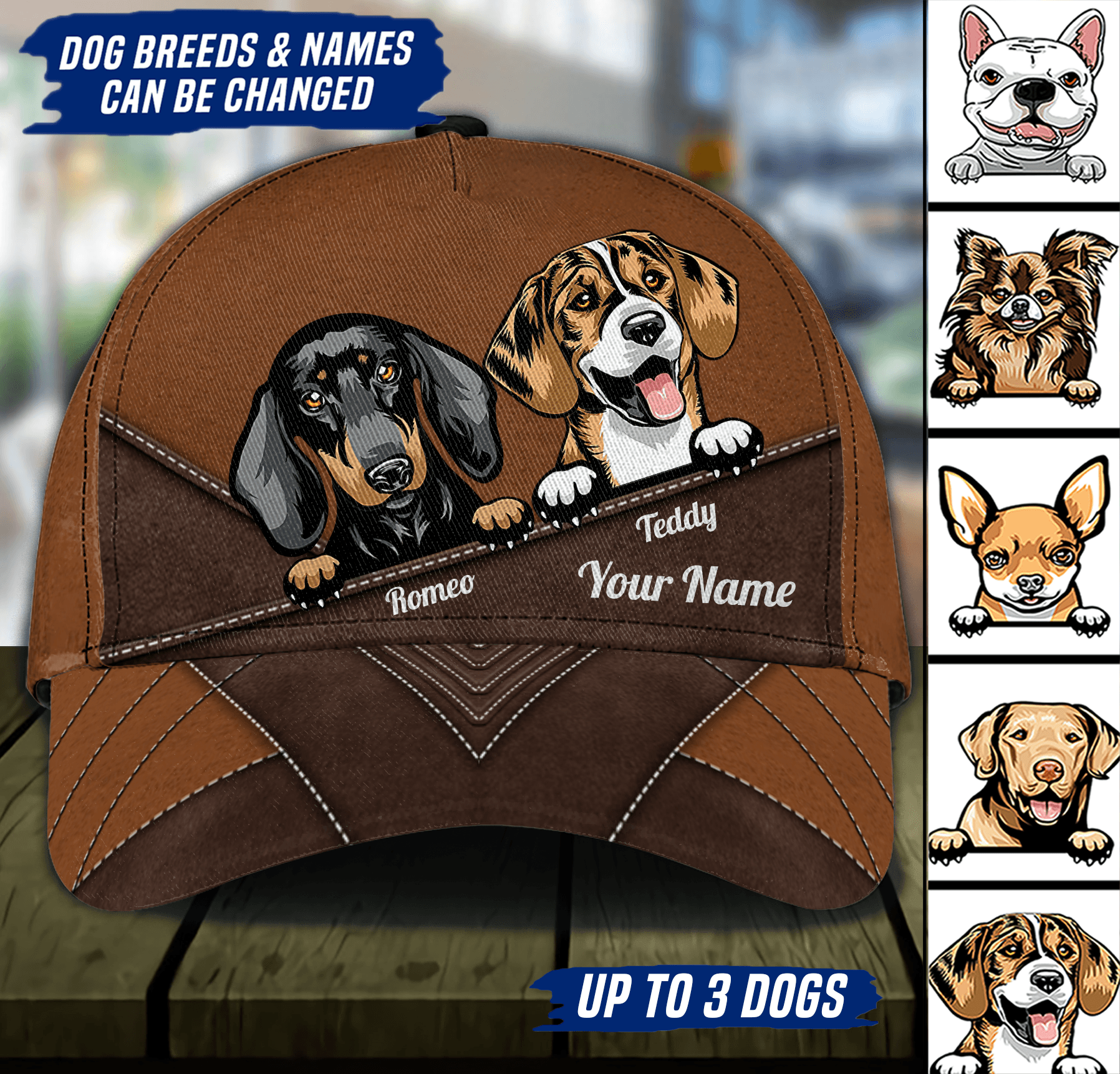 Dog Dark Brown Details Personalized Cap, Personalized Gift for Dog Lovers, Dog Dad, Dog Mom Trucker Hats Custom Hats Gifts For Men & Women