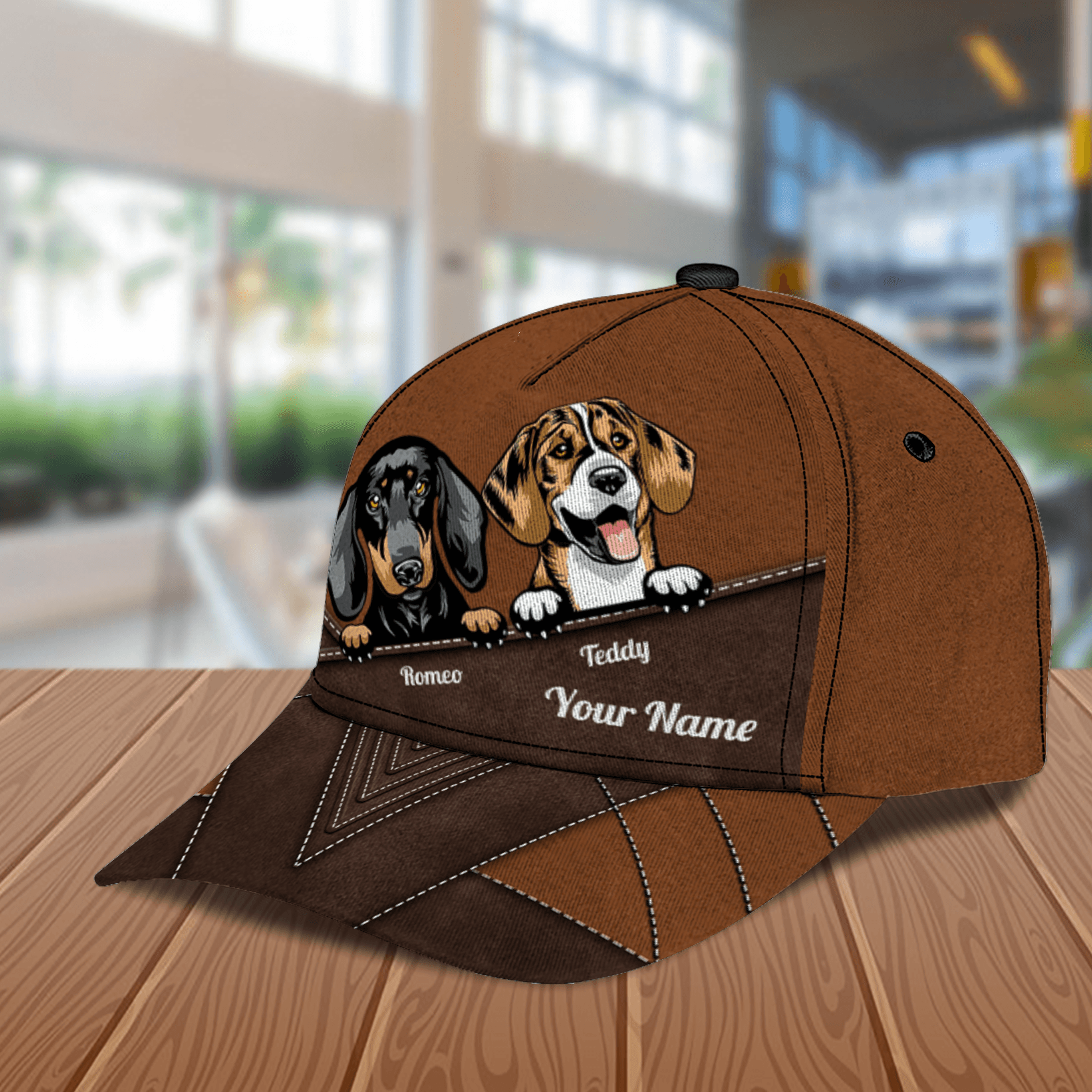 Dog Dark Brown Details Personalized Cap, Personalized Gift for Dog Lovers, Dog Dad, Dog Mom Trucker Hats Custom Hats Gifts For Men & Women