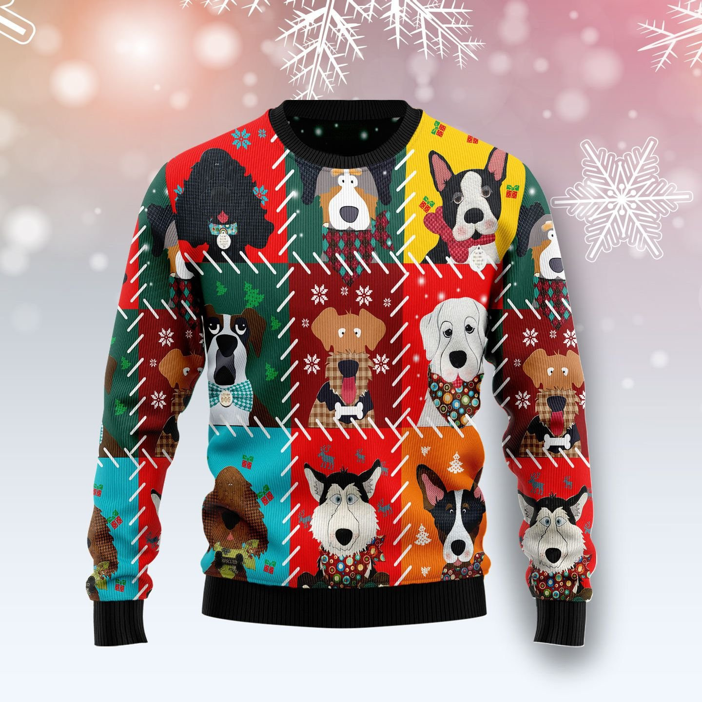 Dog Face Ugly Christmas Sweater Adult 3D Funny Matching for family