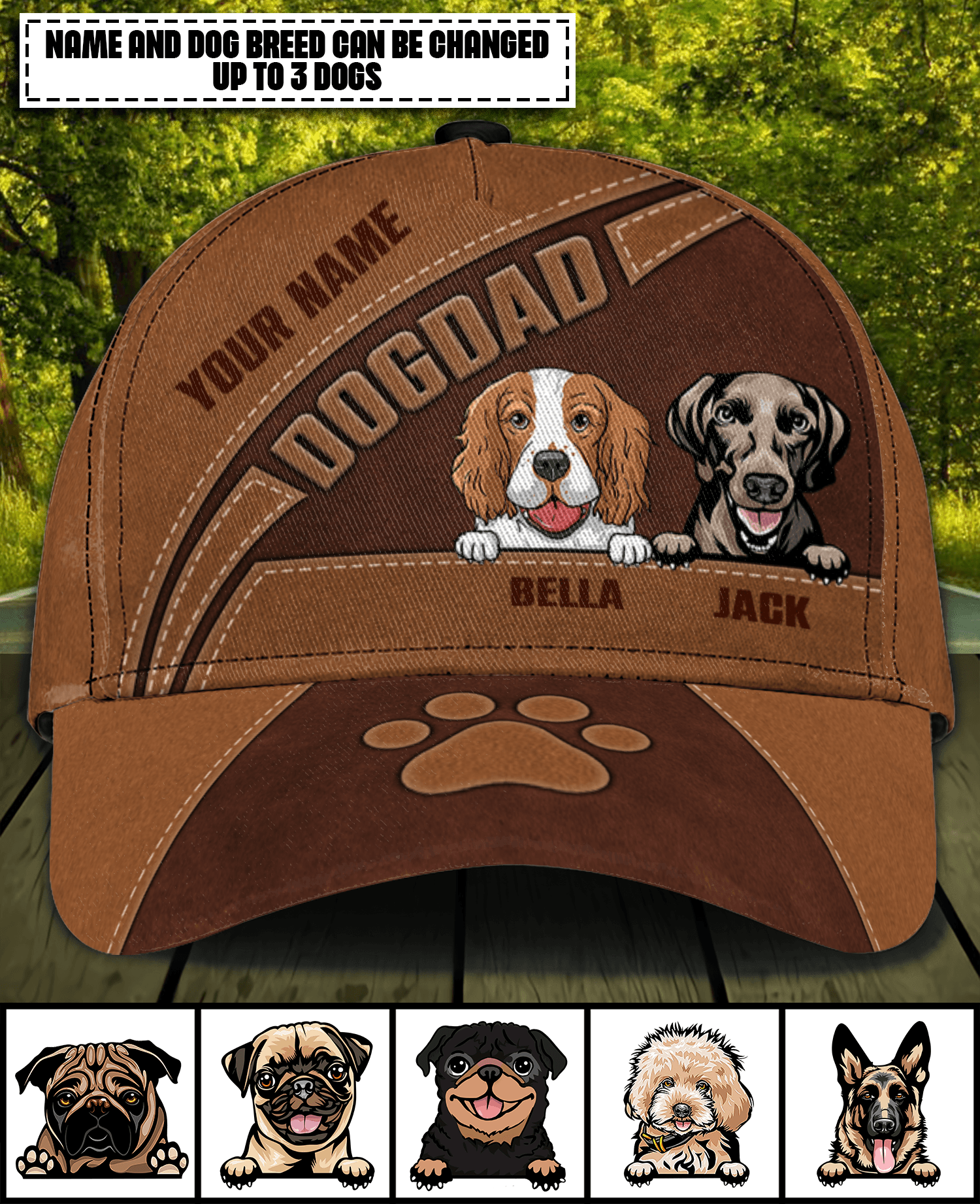 Dog For Dog Dad Personalized Cap, Personalized Gift for Dog Lovers, Dog Dad, Dog Mom Trucker Hats Custom Hats Gifts For Men & Women