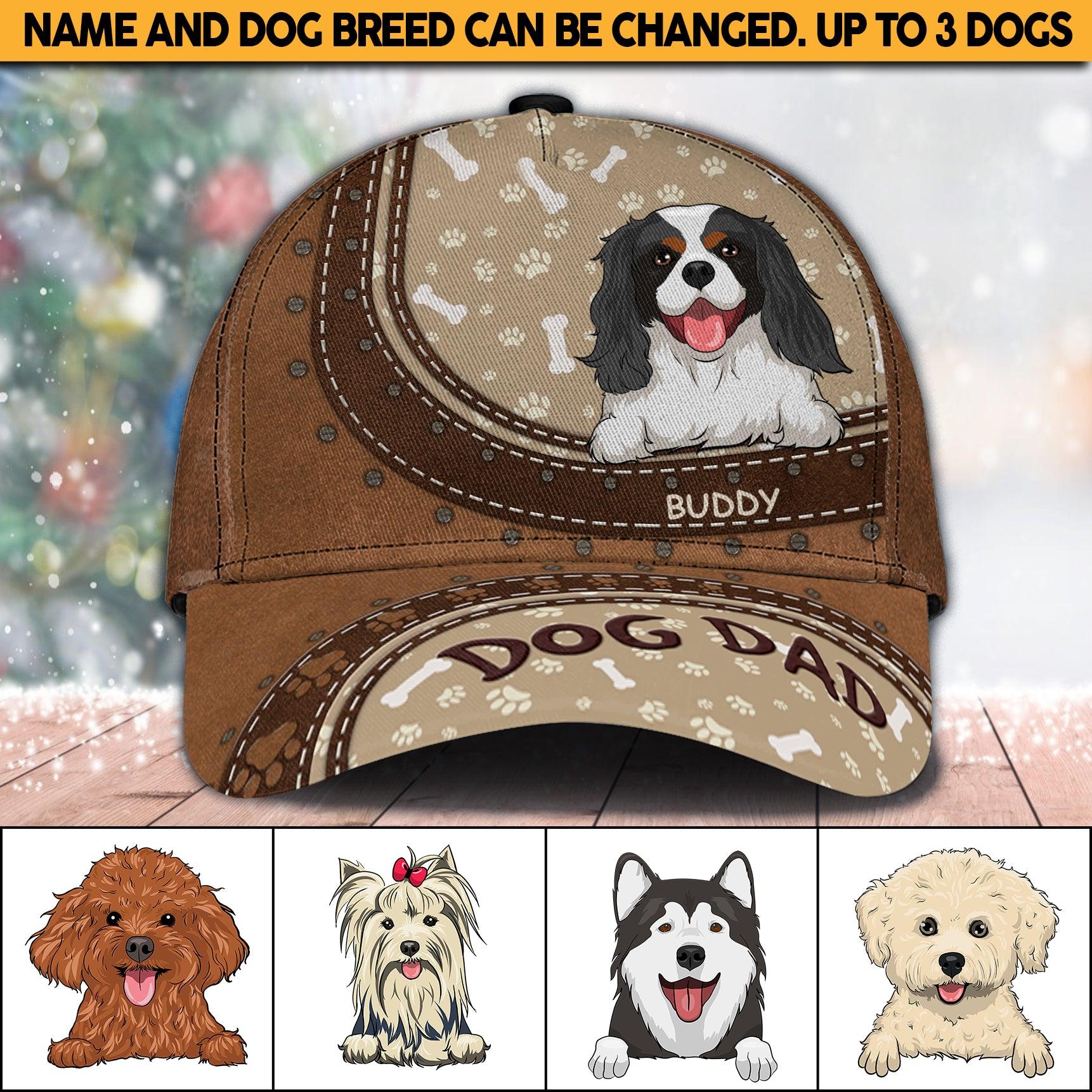 Dog For Dog Dad Personalized Cap, Personalized Gift for Dog Lovers, Dog Dad, Dog Mom Trucker Hats Custom Hats Gifts For Men & Women