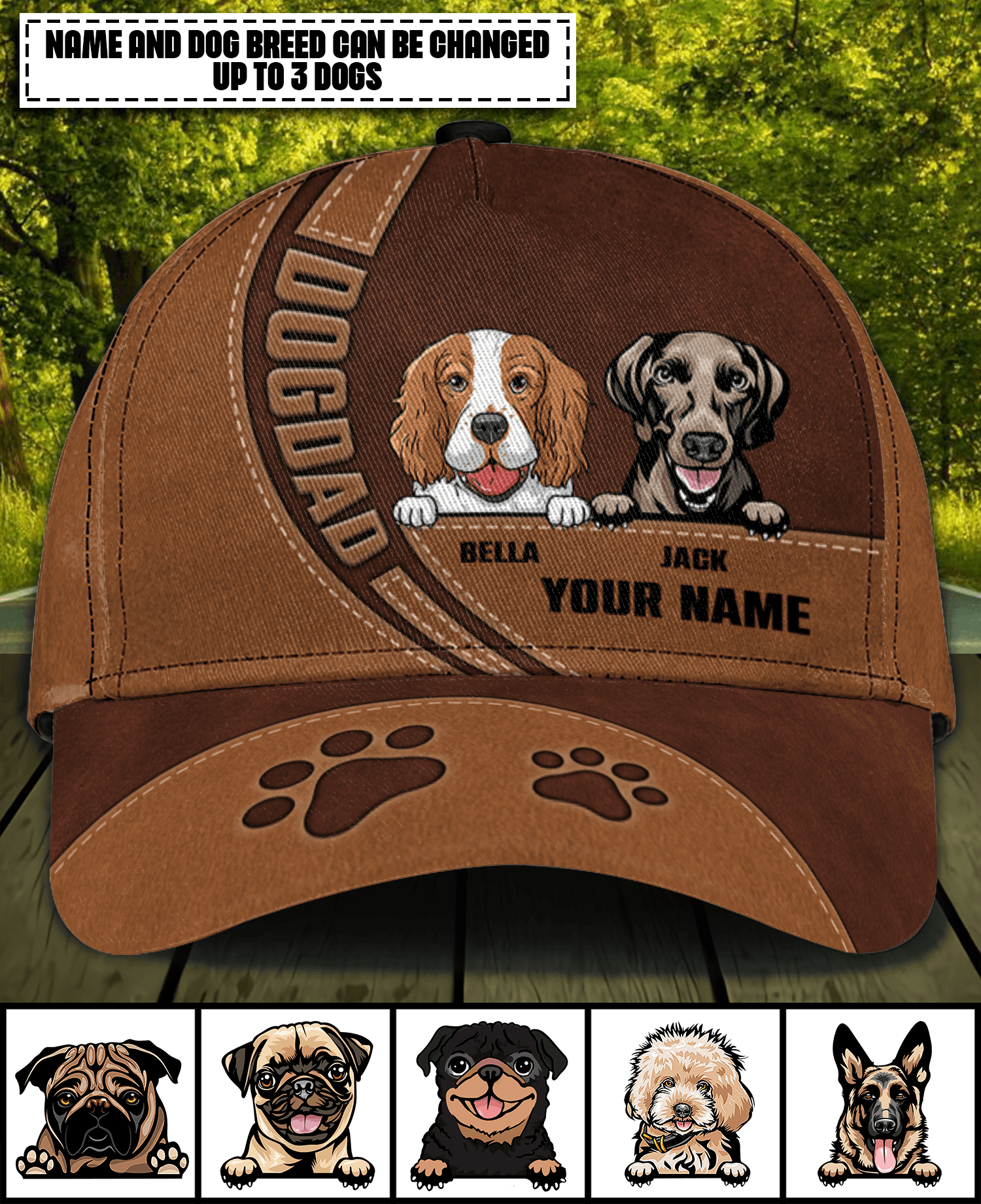 Dog For Dog Dad Personalized Cap, Personalized Gift for Dog Lovers, Dog Dad, Dog Mom Trucker Hats Custom Hats Gifts For Men & Women