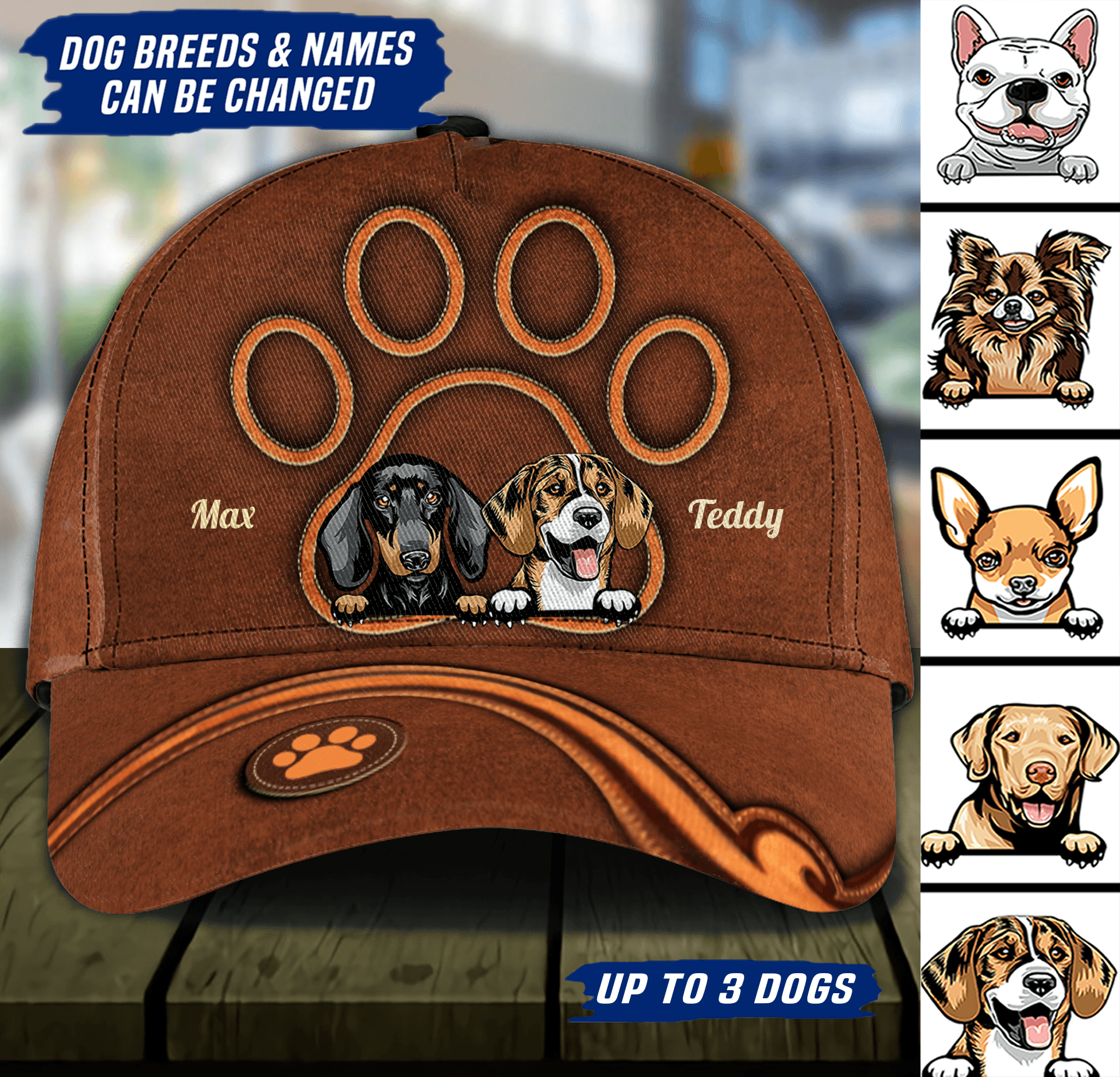 Dog Giant Footprint Personalized Cap, Personalized Gift for Dog Lovers, Dog Dad, Dog Mom Trucker Hats Custom Hats Gifts For Men & Women