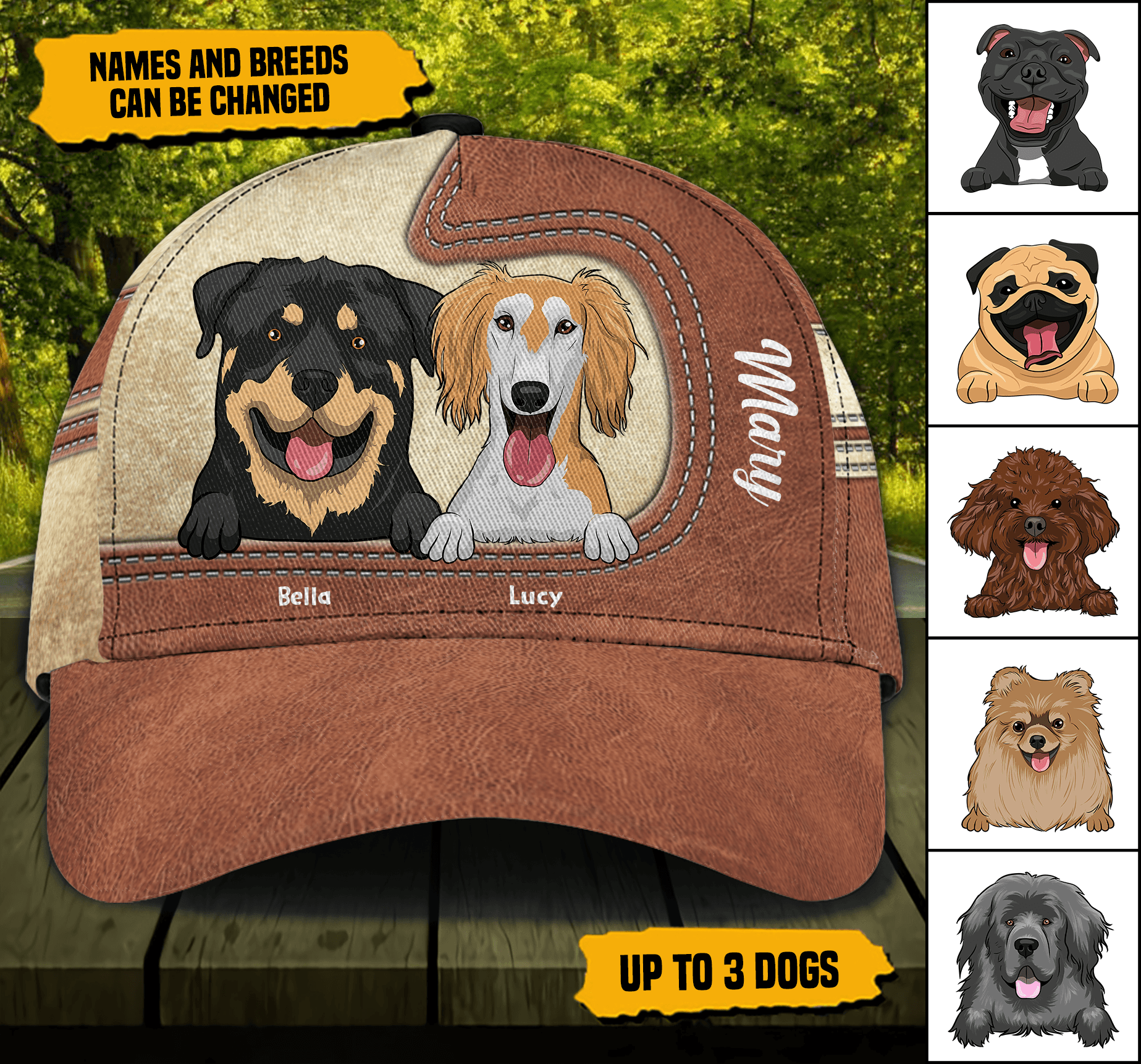 Dog Half and Half Personalized Classic Cap, Personalized Gift for Dog Lovers, Dog Dad, Dog Mom Trucker Hats Custom Hats Gifts For Men & Women