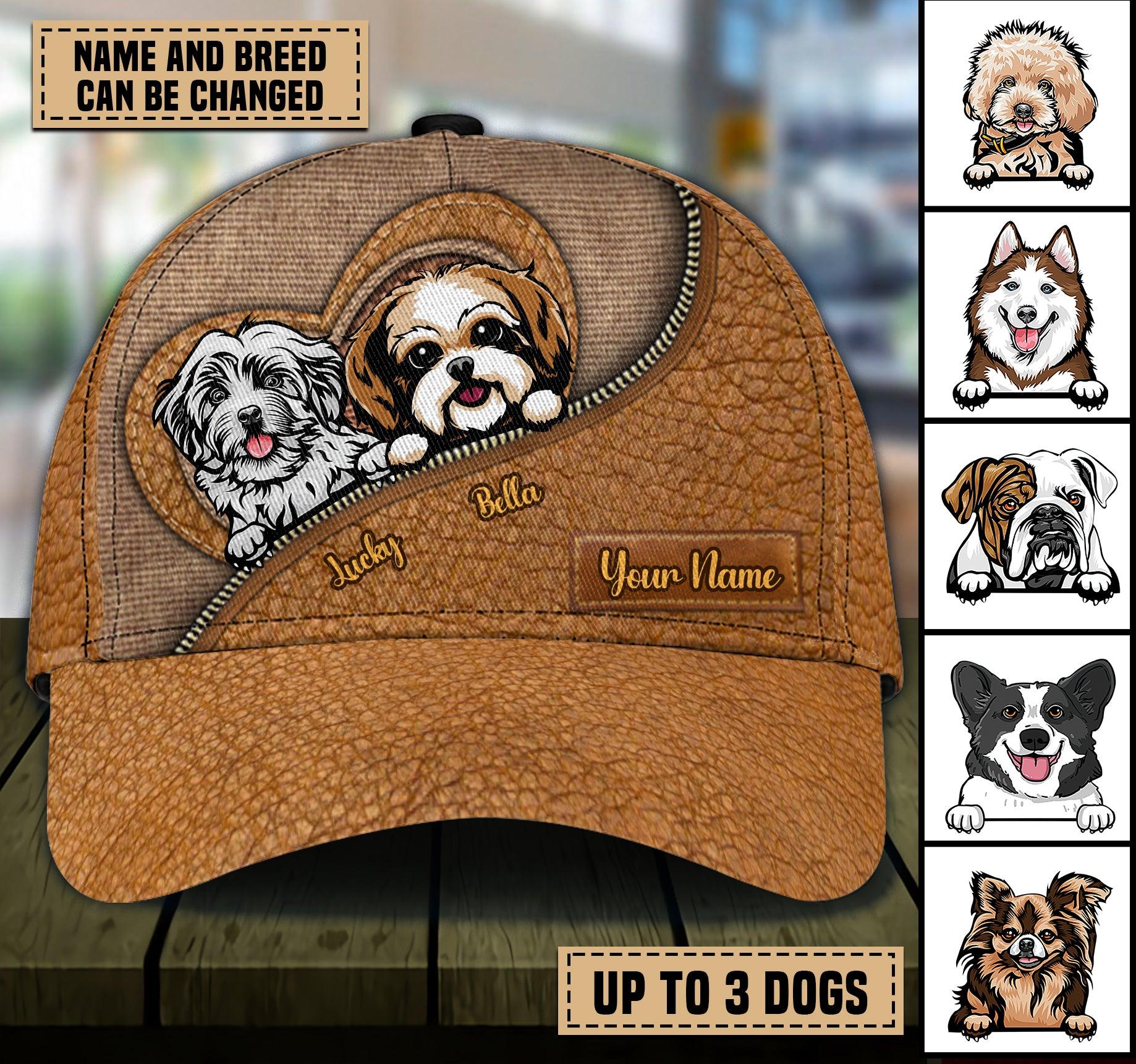 Dog Heart And Zipper Personalized Classic Cap, Personalized Gift for Dog Lovers, Dog Dad, Dog Mom Trucker Hats Custom Hats Gifts For Men & Women