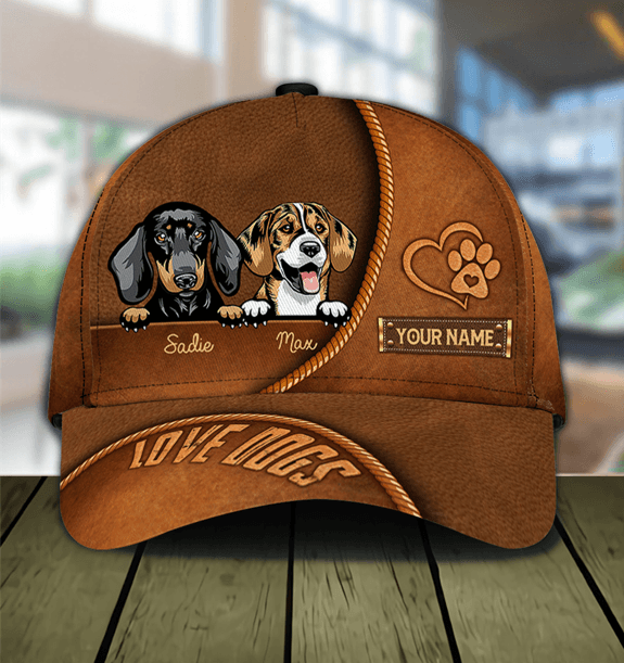 Dog Heart Paw Logo Personalized Classic Cap, Personalized Gift for Dog Lovers, Dog Dad, Dog Mom Trucker Hats Custom Hats Gifts For Men & Women