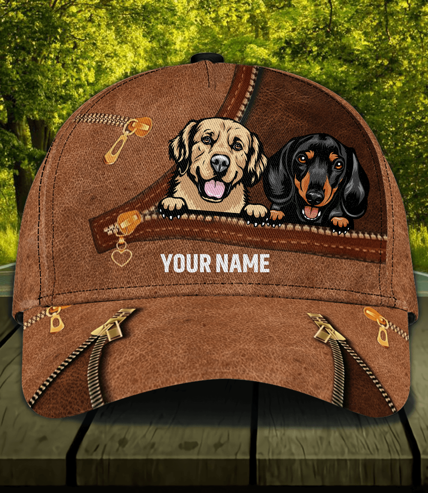 Dog Heart Zippers Personalized Classic Cap, Personalized Gift for Dog Lovers, Dog Dad, Dog Mom Trucker Hats Custom Hats Gifts For Men & Women