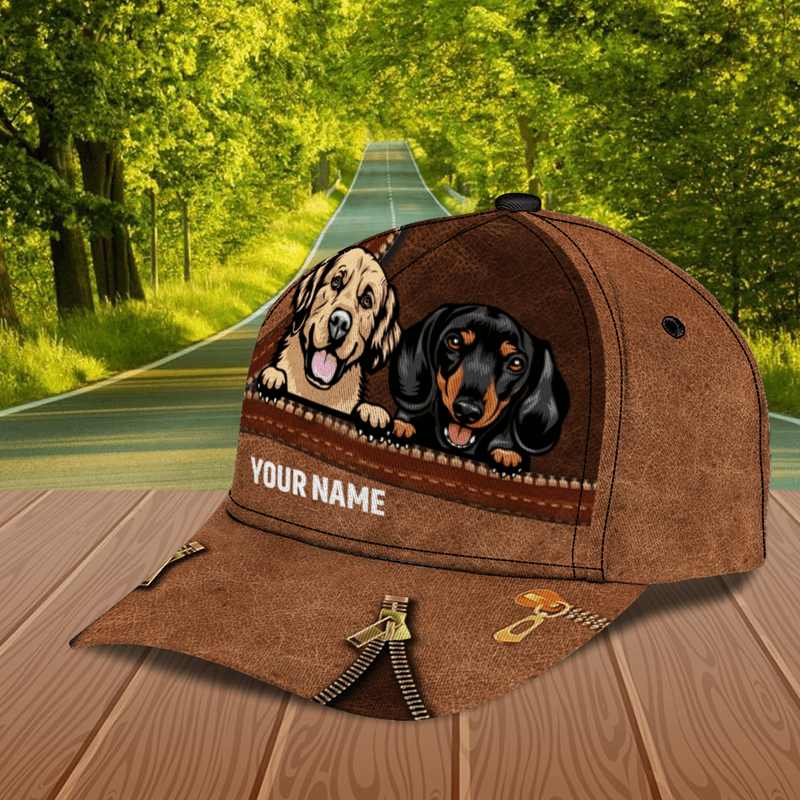 Dog Heart Zippers Personalized Classic Cap, Personalized Gift for Dog Lovers, Dog Dad, Dog Mom Trucker Hats Custom Hats Gifts For Men & Women