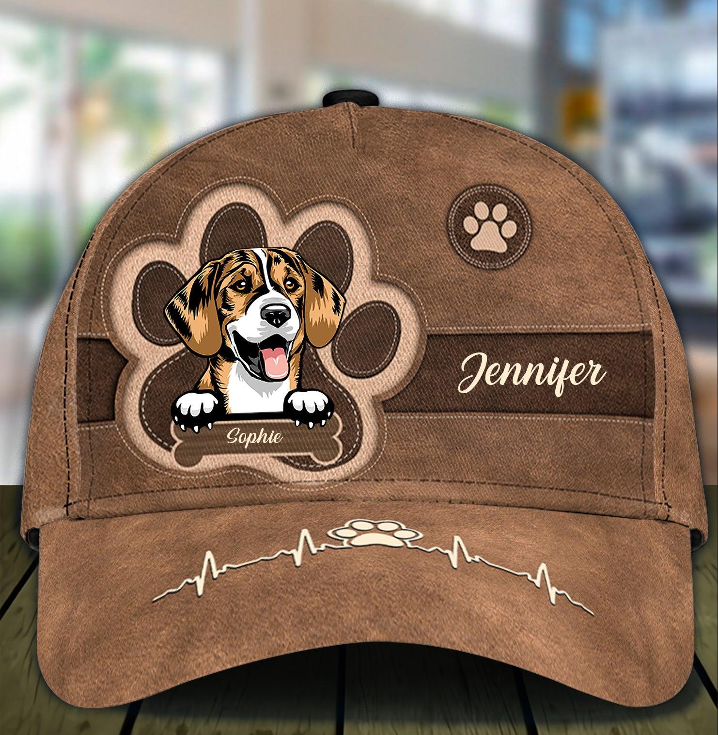 Dog Heartbeat Personalized Classic Cap, Personalized Gift for Dog Lovers, Dog Dad, Dog Mom Trucker Hats Custom Hats Gifts For Men & Women