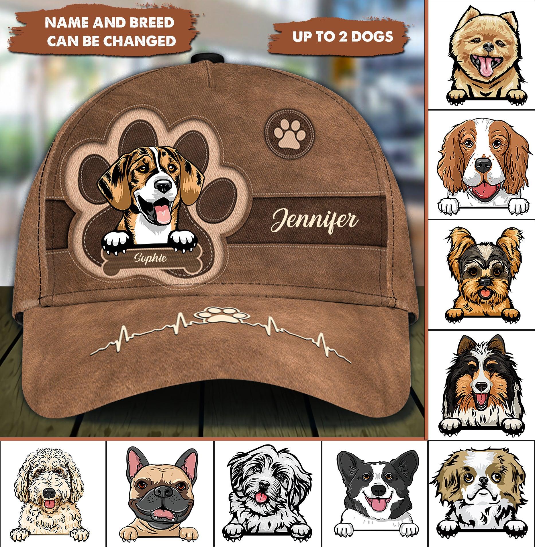Dog Heartbeat Personalized Classic Cap, Personalized Gift for Dog Lovers, Dog Dad, Dog Mom Trucker Hats Custom Hats Gifts For Men & Women