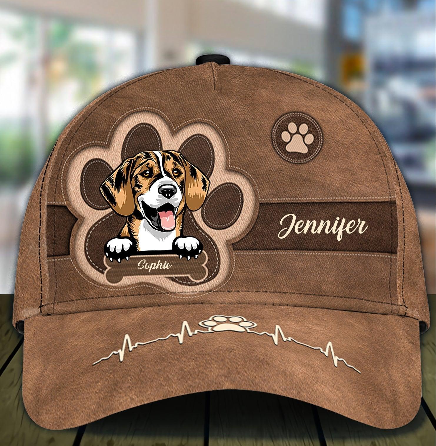 Dog Heartbeat Personalized Classic Cap, Personalized Gift for Dog Lovers, Dog Dad, Dog Mom Trucker Hats Custom Hats Gifts For Men & Women