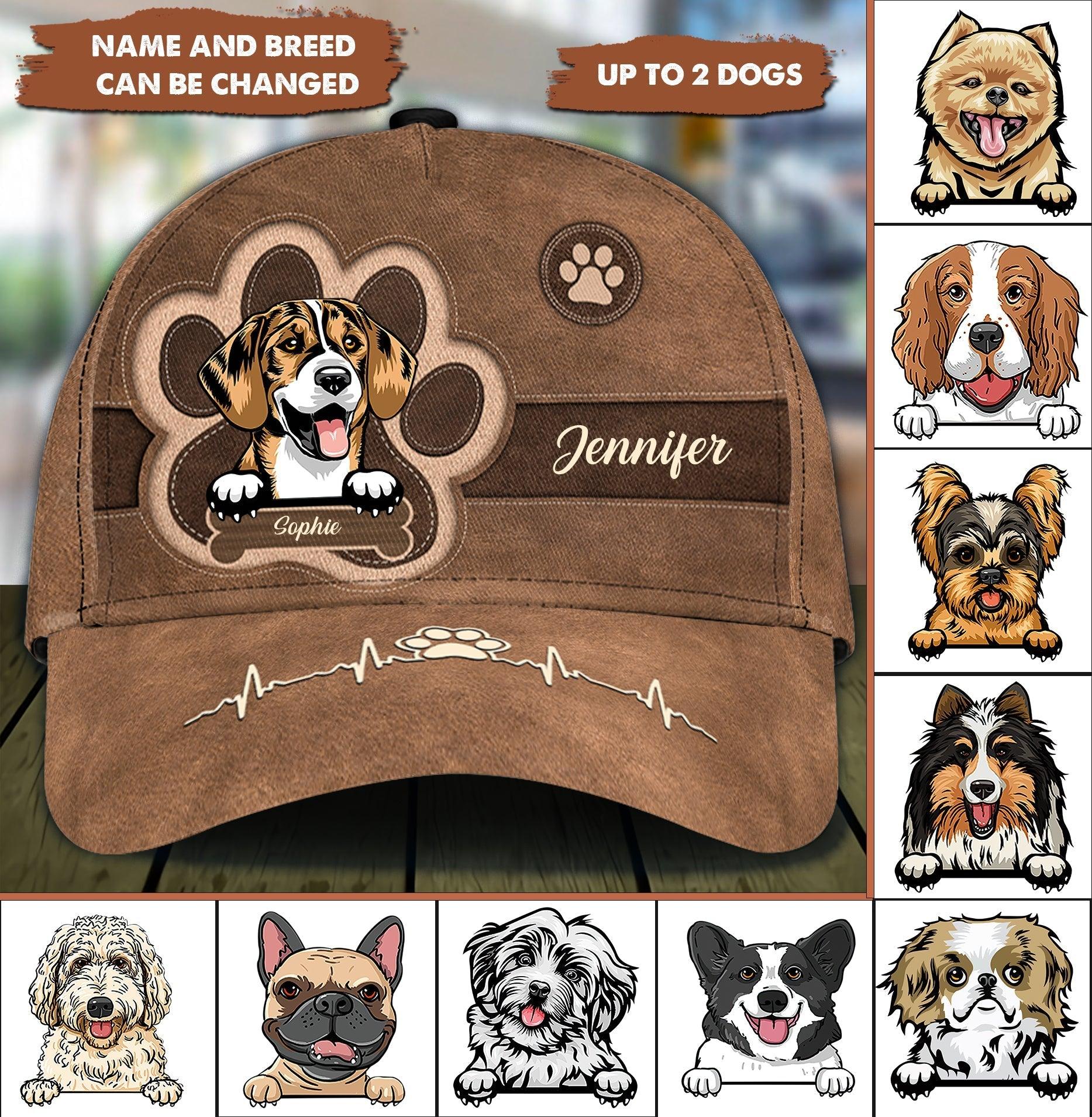 Dog Heartbeat Personalized Classic Cap, Personalized Gift for Dog Lovers, Dog Dad, Dog Mom Trucker Hats Custom Hats Gifts For Men & Women