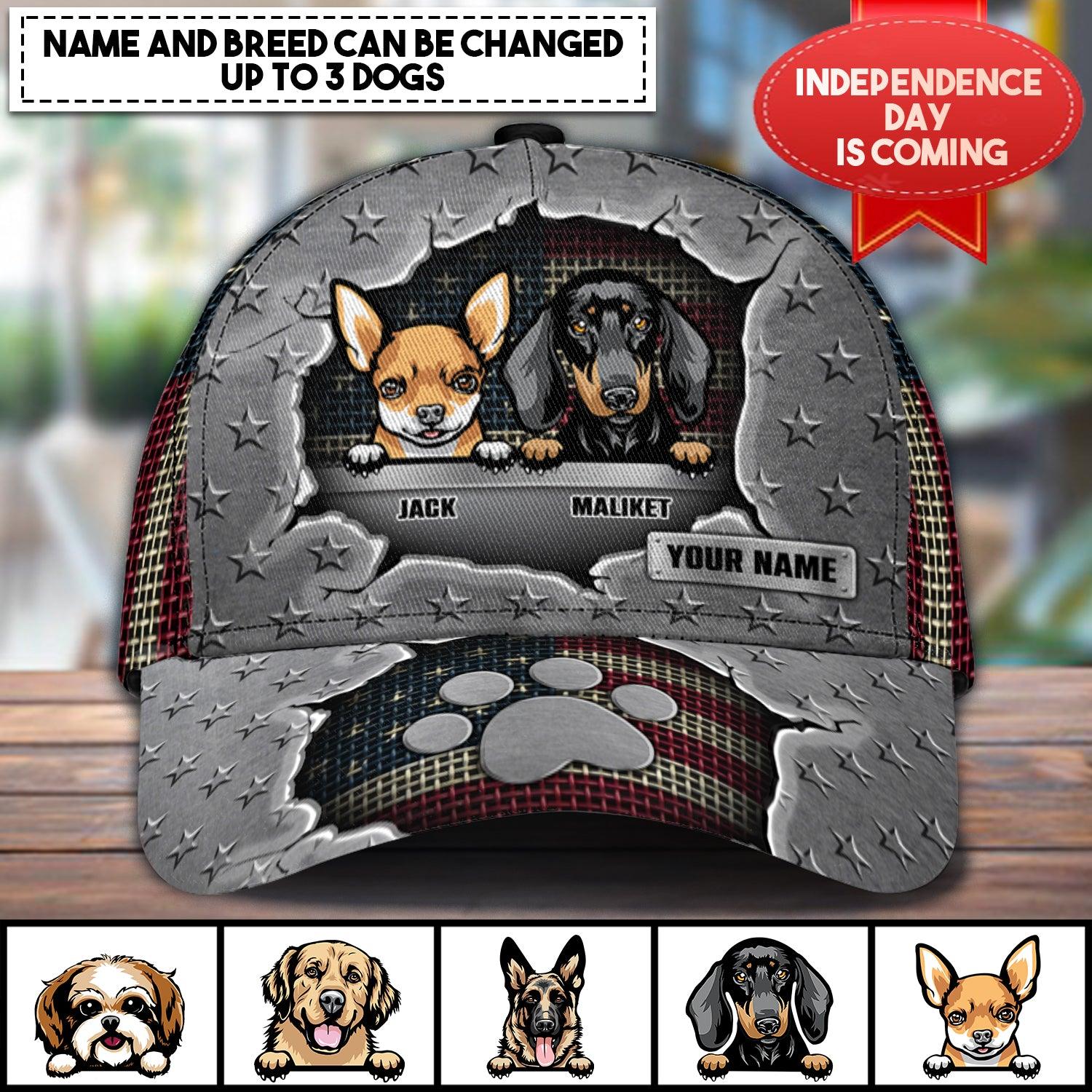 Dog Independent Dat Personalized Cap, Personalized Gift for Dog Lovers, Dog Dad, Dog Mom Trucker Hats Custom Hats Gifts For Men & Women