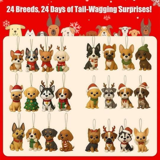 Dog Lover Advent Calendar Christmas 2025 with 24 Acrylic Ornaments, Christmas Countdown Gift for Dog Lovers - Image 12