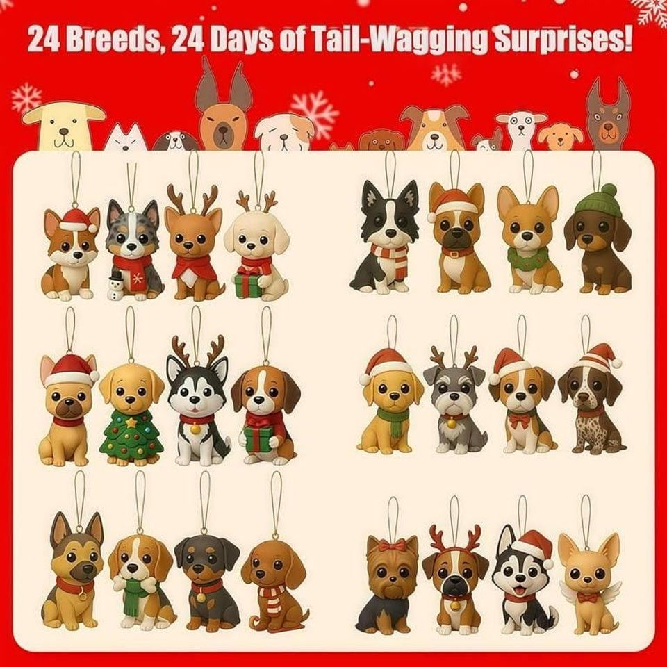 Dog Lover Advent Calendar Christmas 2025 with 24 Acrylic Ornaments, Christmas Countdown Gift for Dog Lovers - Image 4