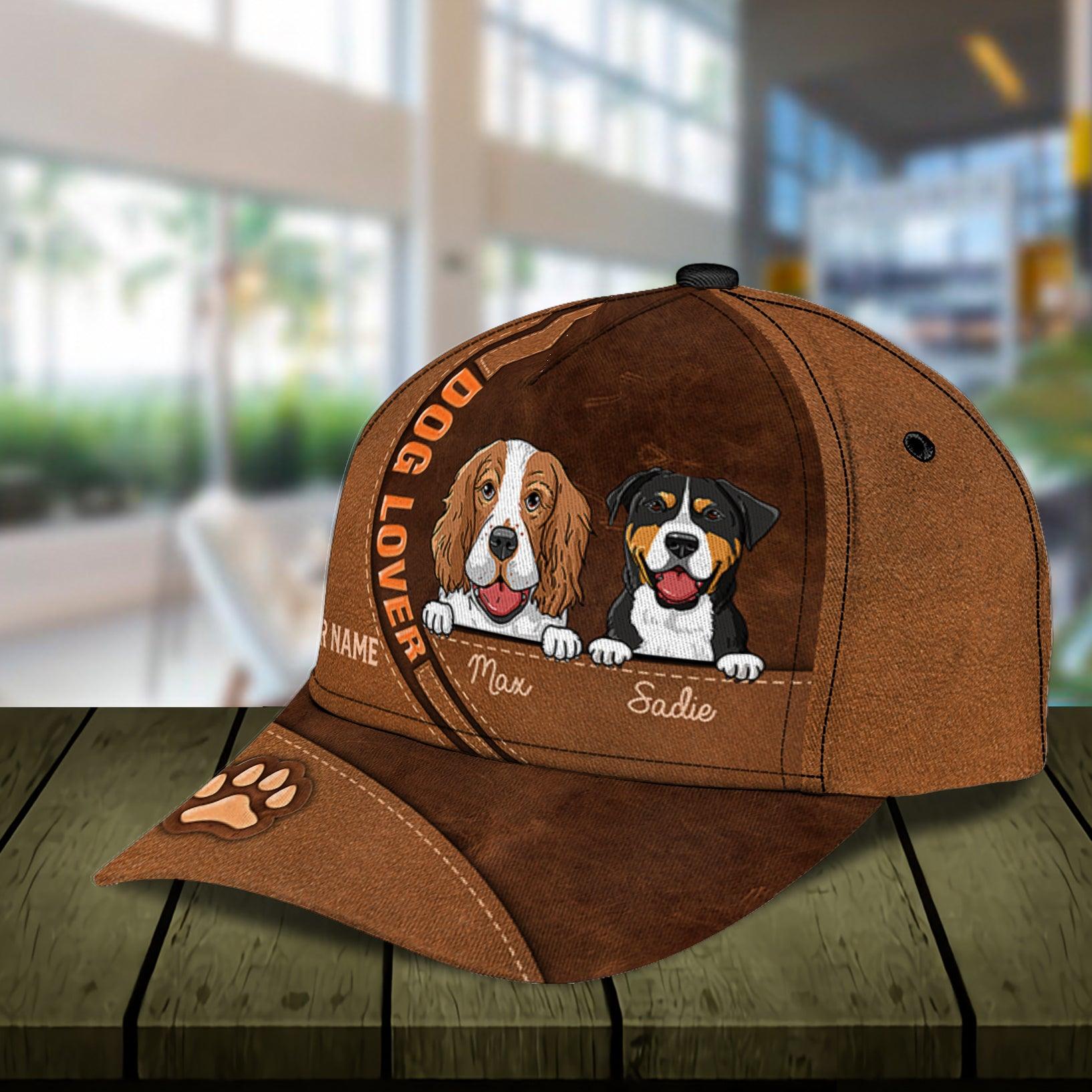 Dog Lover Brown Personalized Classic Cap, Personalized Gift for Dog Lovers, Dog Dad, Dog Mom Trucker Hats Custom Hats Gifts For Men & Women