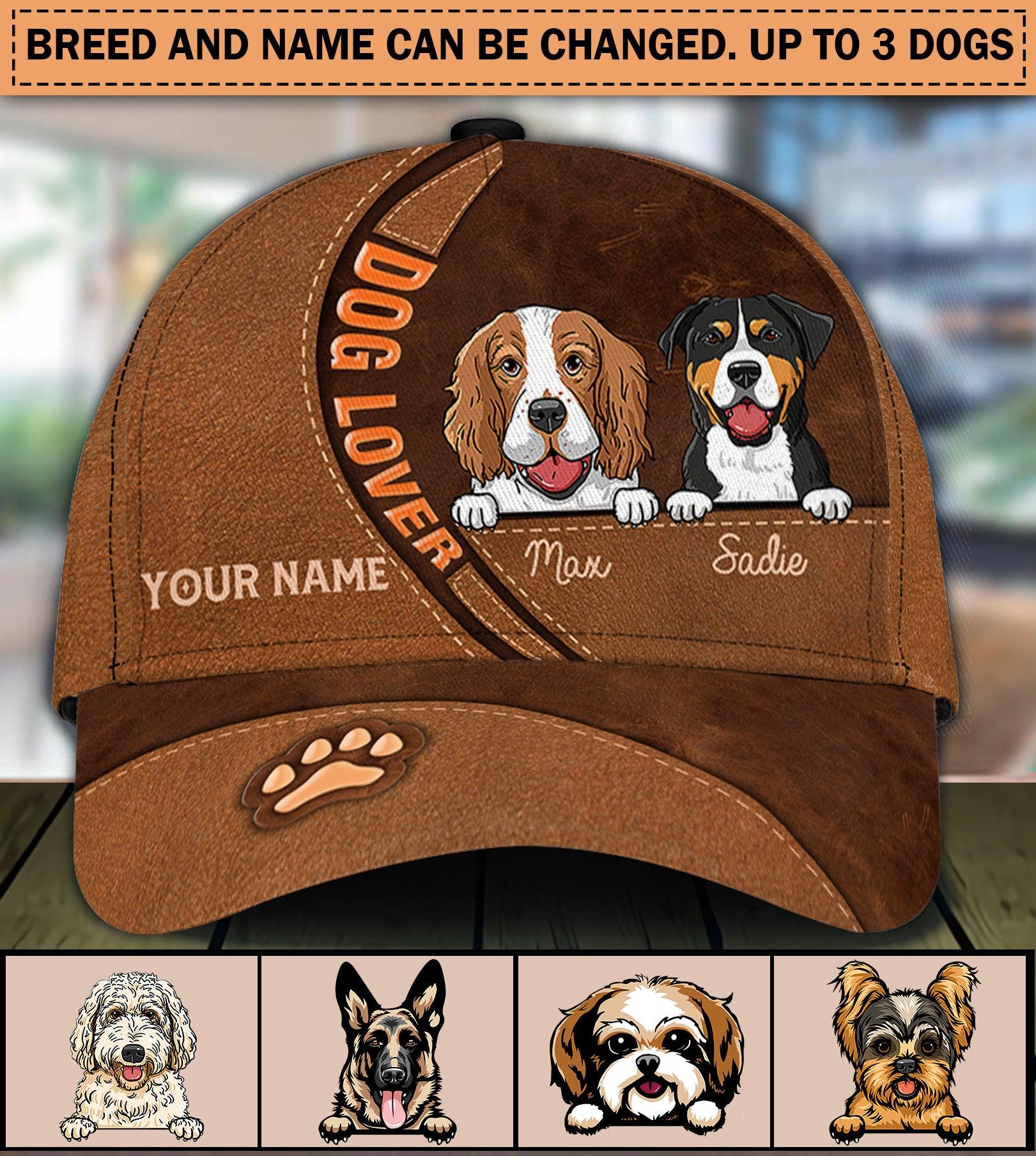 Dog Lover Brown Personalized Classic Cap, Personalized Gift for Dog Lovers, Dog Dad, Dog Mom Trucker Hats Custom Hats Gifts For Men & Women