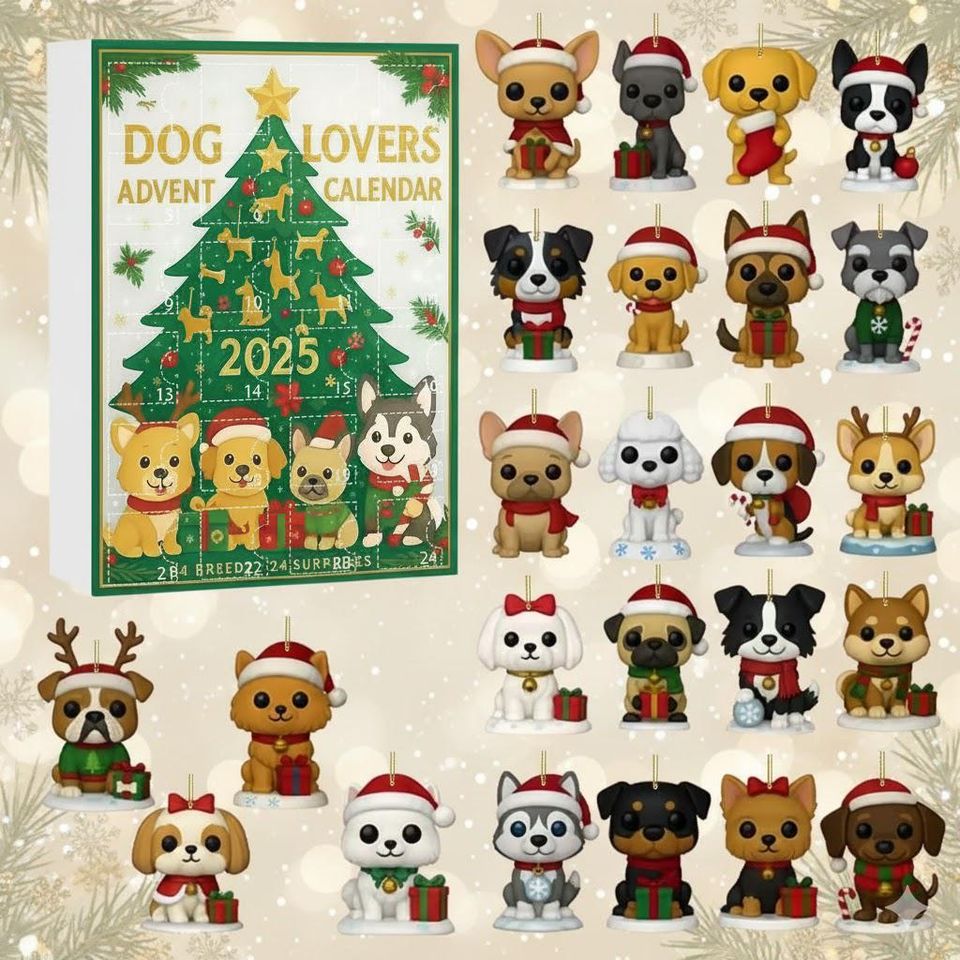 Dog Lovers Advent Calendar 2025, 24 Days Dog Figurines, Cute Dog Acrylic Ornaments for Christmas Countdown, Pet Lover Gift