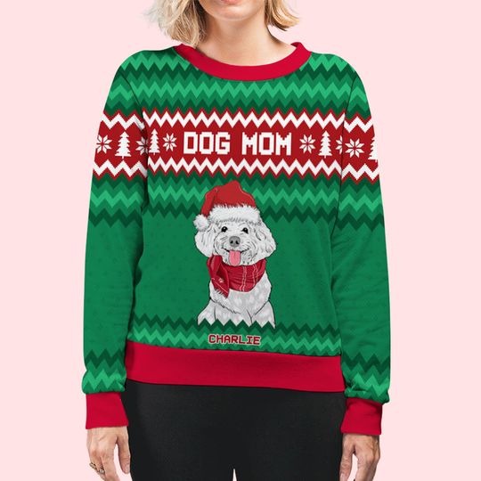 Dog Mom Dad Simple - Personalized All-Over-Print Sweatshirt - Christmas Gift For Pet Owners, Pet Lovers, Dog Lovers - Image 5