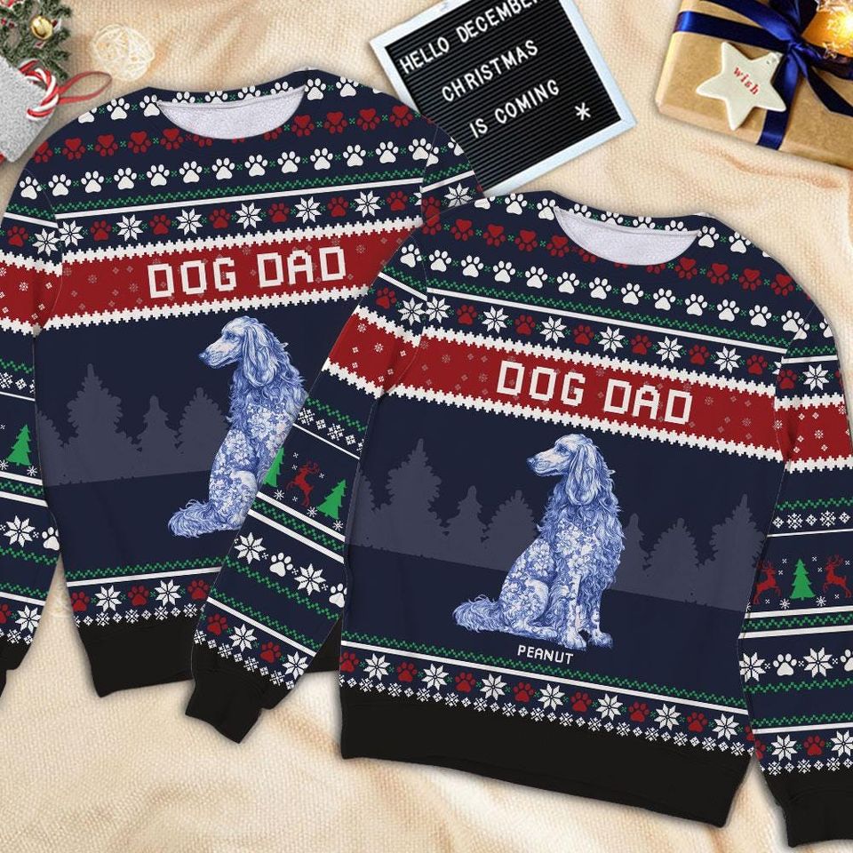 Dog Mom Dog Dad Ugly Christmas Sweater, Personalized Dog Lover Gift, Custom Pet Name Jumper, Unisex Holiday Sweater for Christmas - Image 9