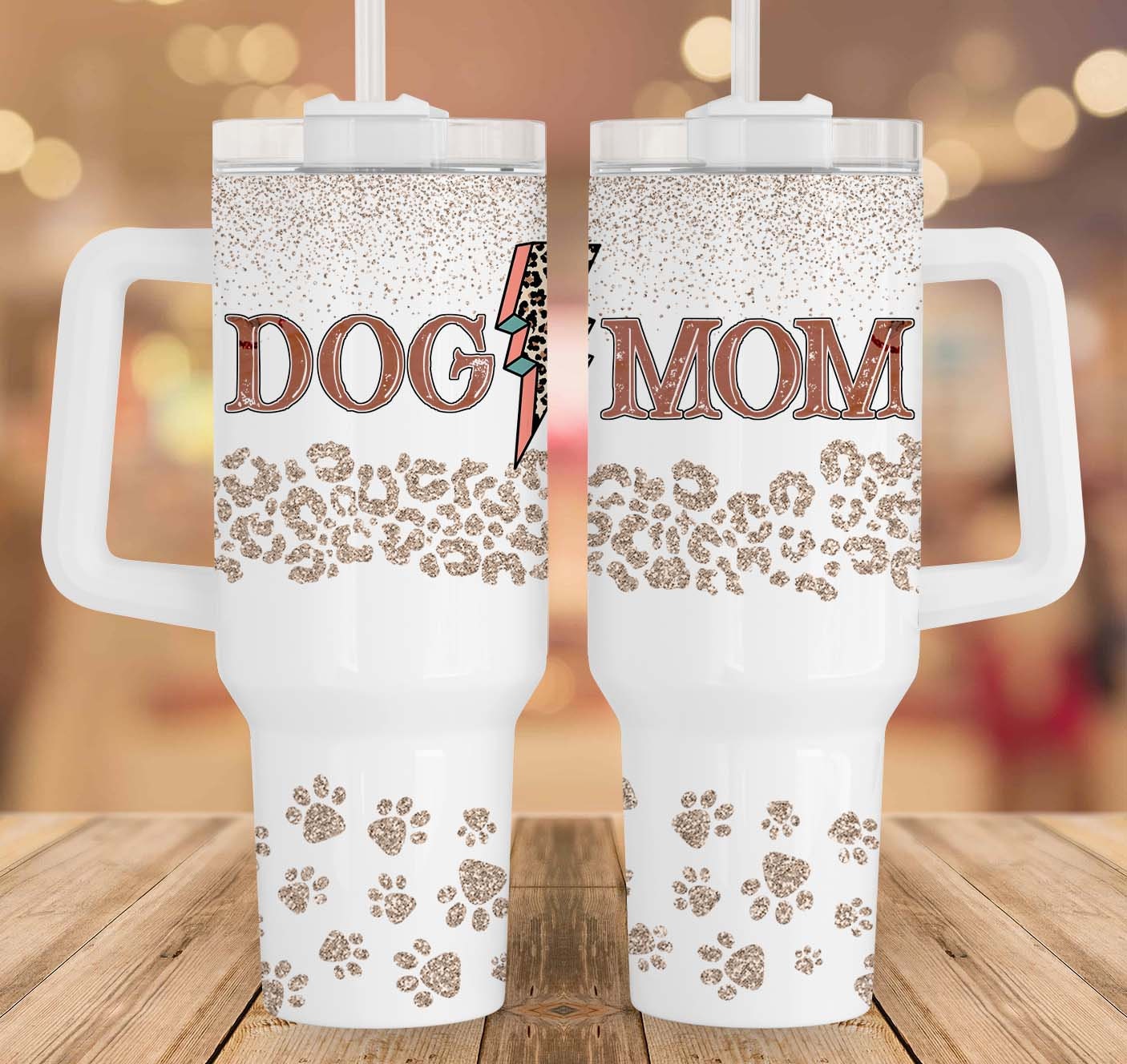 Dog Mom Glitter Leopard Print Custom Stanley Cup 40 oz 30 oz Tumbler With HandleTVC2301958