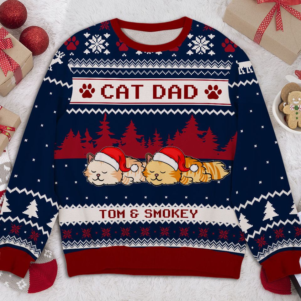 Dog Mom Winter Custom Pet Lover Personalized Knitted Pattern Jumper Ugly Sweatshirt - Image 3