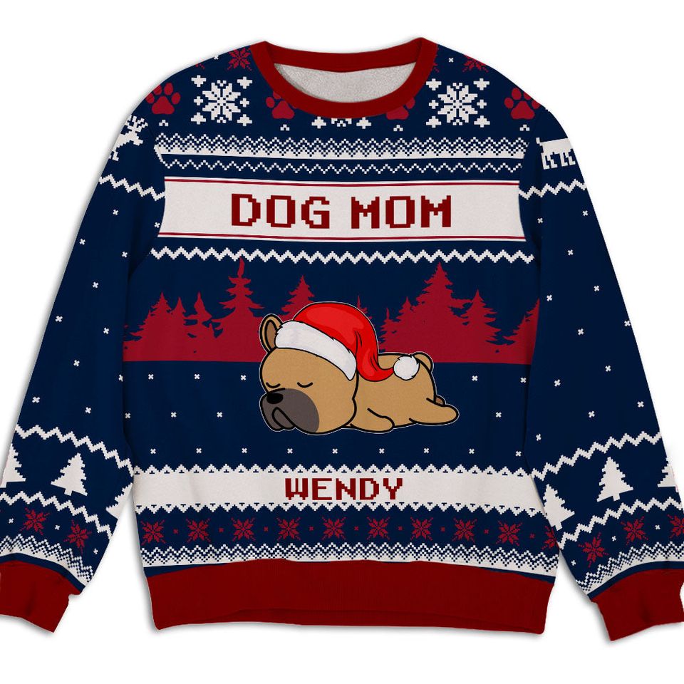 Dog Mom Winter Custom Pet Lover Personalized Knitted Pattern Jumper Ugly Sweatshirt