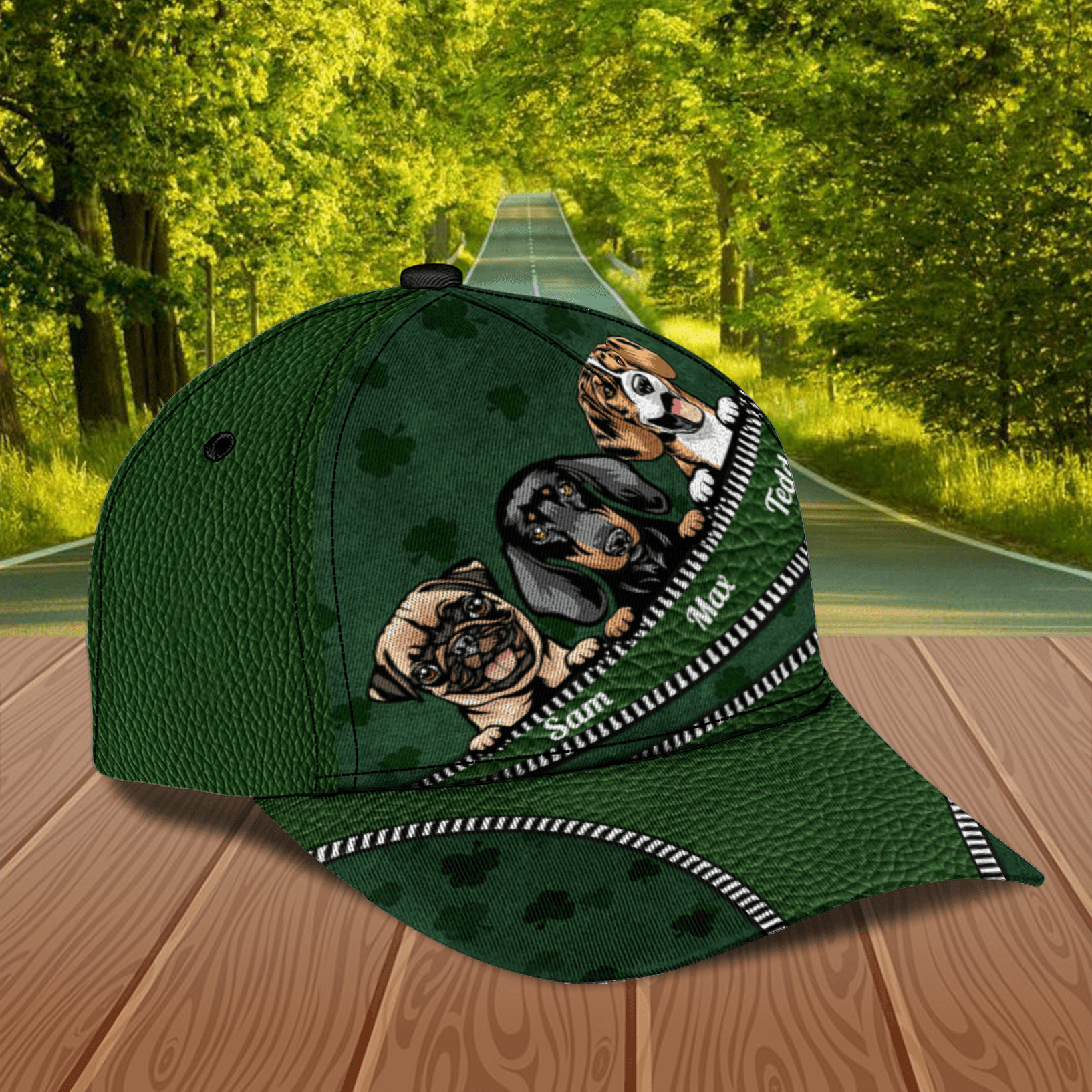 Dog Paw And Zippers Green Personalized Classic Cap, Personalized Gift for Dog Lovers, Dog Dad, Dog Mom Trucker Hats Custom Hats Gifts For Men & Women