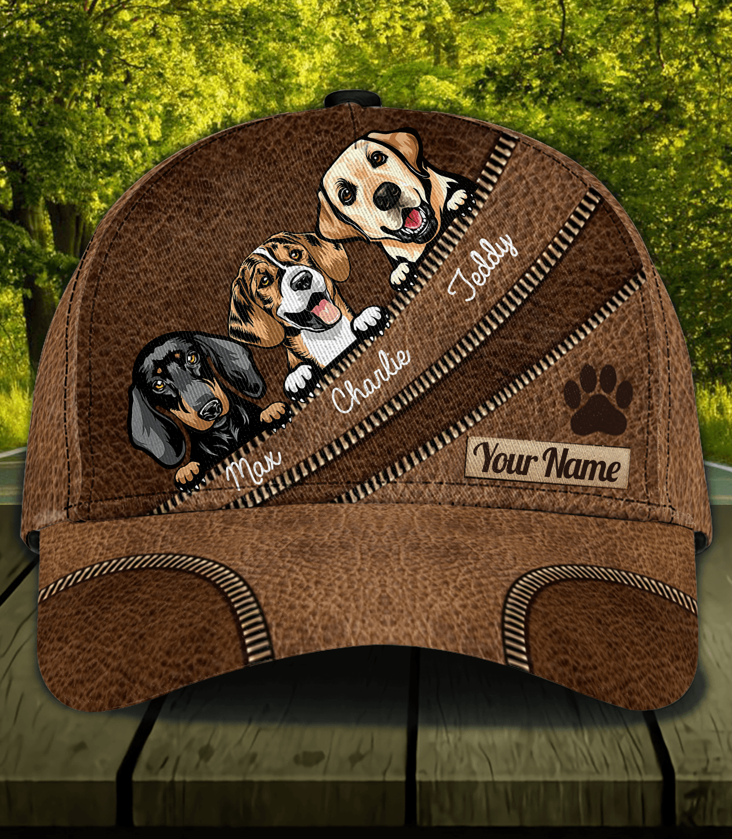 Dog Paw And Zippers Personalized Classic Cap, Personalized Gift for Dog Lovers, Dog Dad, Dog Mom Trucker Hats Custom Hats Gifts For Men & Women