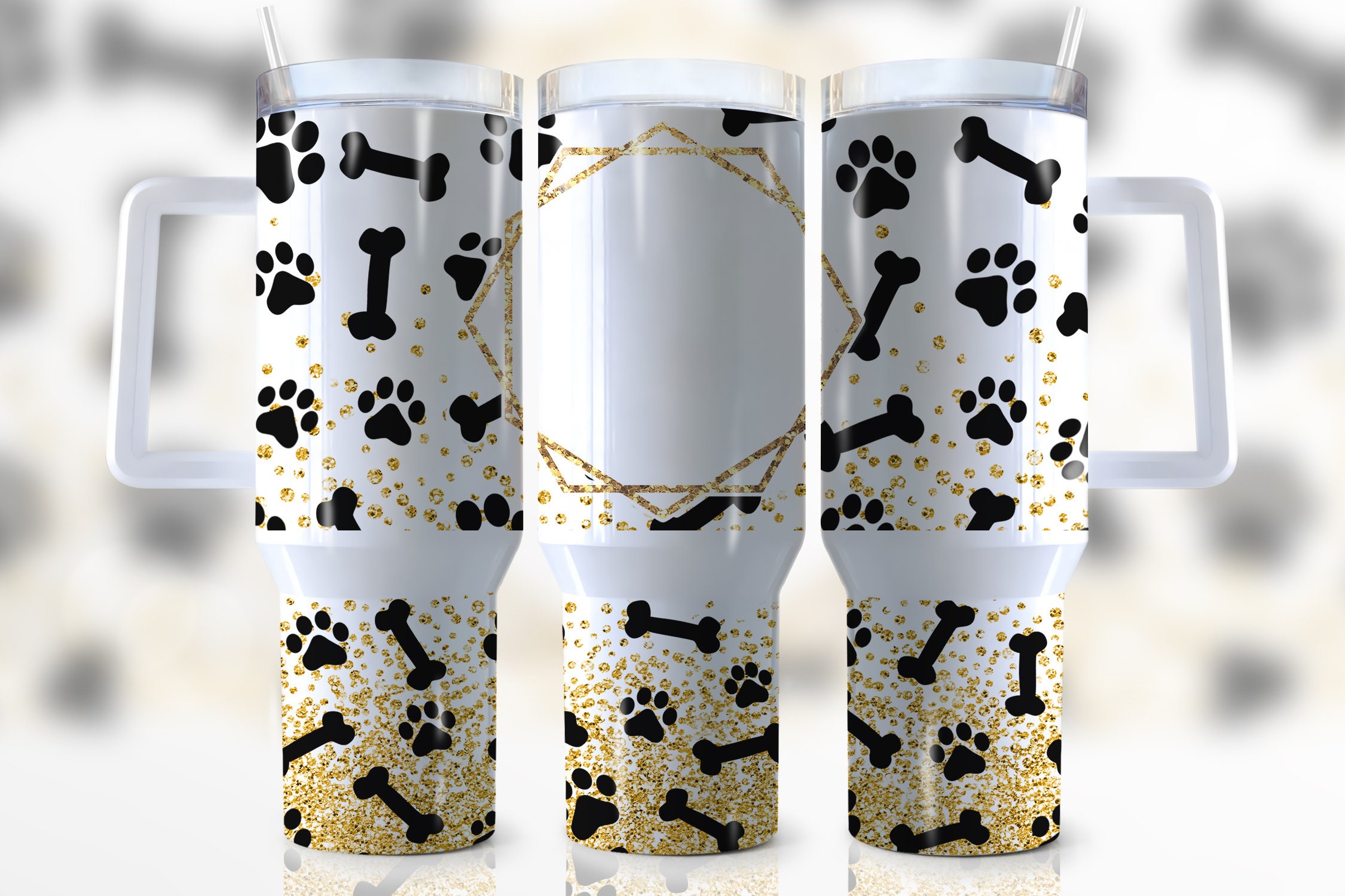 Dog Paw Gold Glitter Custom Stanley Cup 40 oz 30 oz Tumbler With HandleTVC2301946