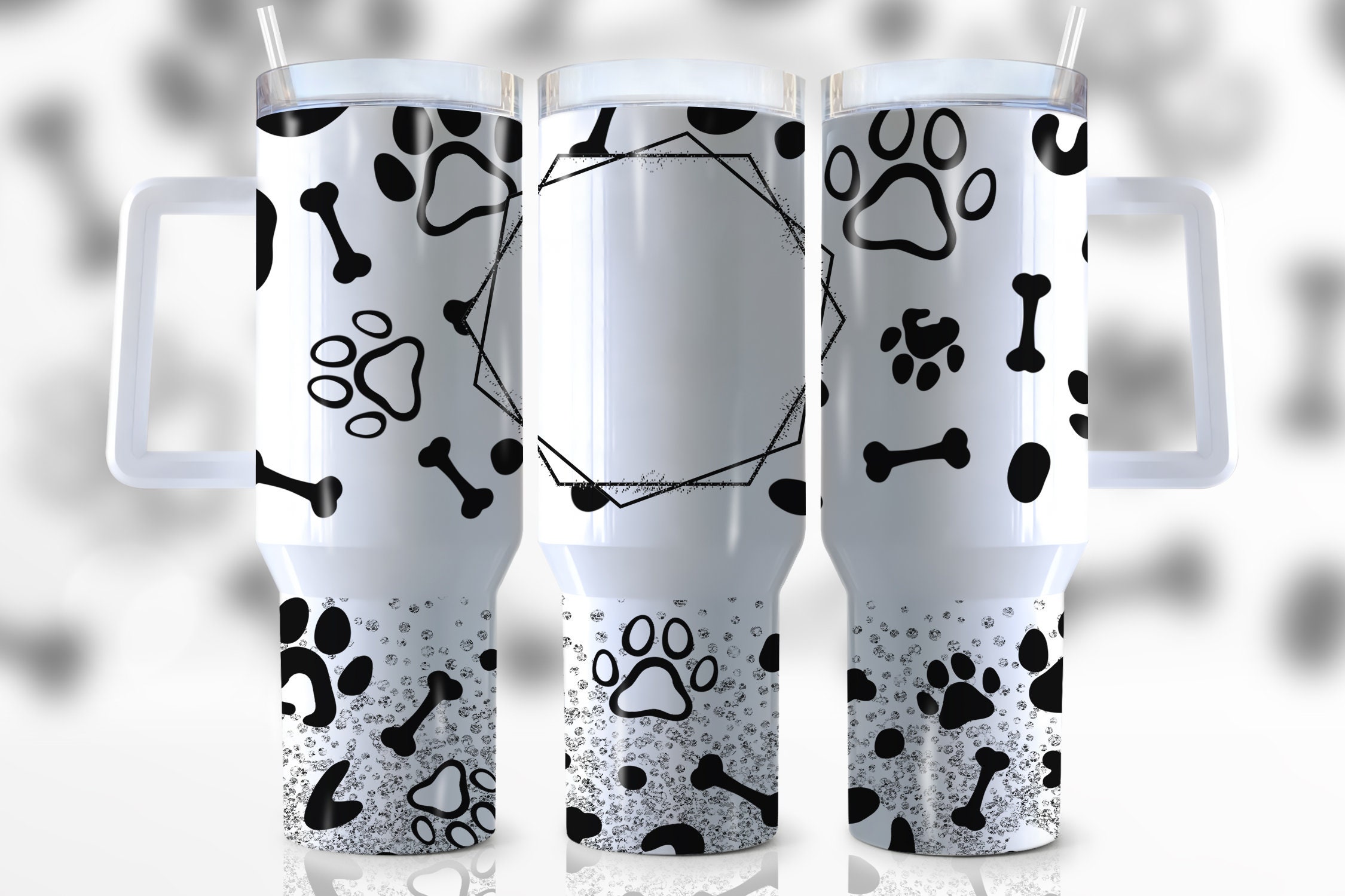 Dog Paw Silver Glitter Custom Stanley Cup 40 oz 30 oz Tumbler With HandleTVC2301946