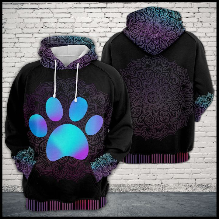 Dog Pawprint Zen Pattern 3D All Over Print Hoodie, Zip Hoodie