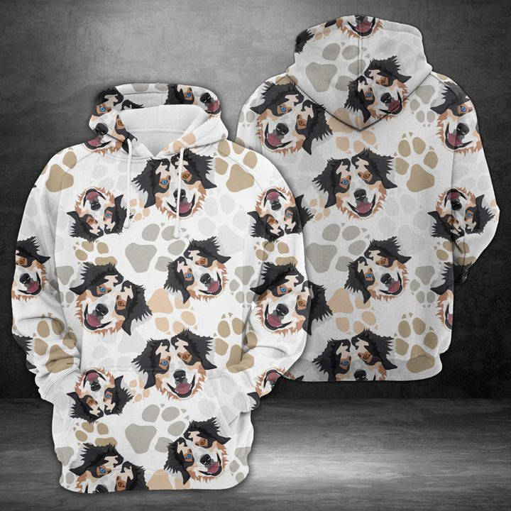 Dog Paws Australian Shepherd 3D All Over Print Hoodie, Zip Hoodie