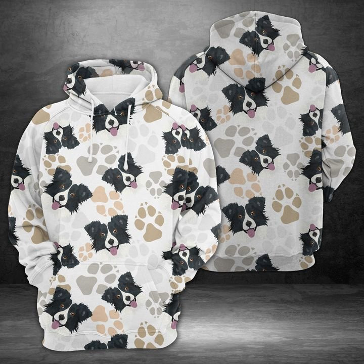 Dog Paws Border Collie 3D All Over Print Hoodie, Zip Hoodie