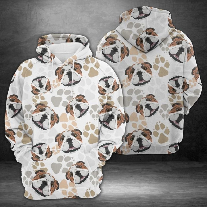 Dog Paws English Bulldog 3D All Over Print Hoodie, Zip Hoodie