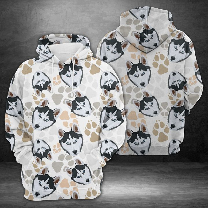 Dog Paws Husky 3D All Over Print Hoodie, Zip Hoodie
