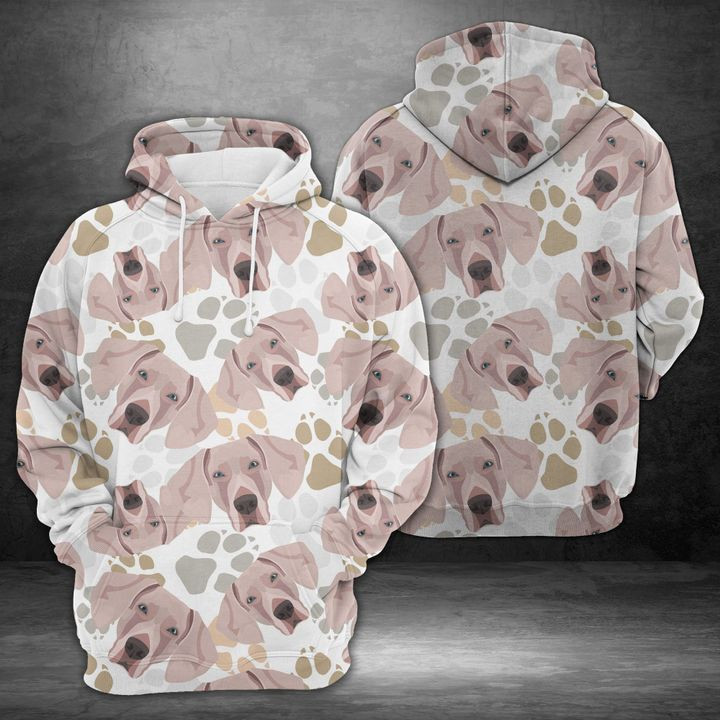 Dog Paws Weimaraner 3D All Over Print Hoodie, Zip Hoodie