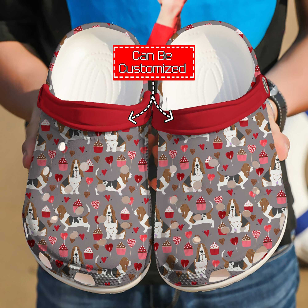 Dog - Personalized Basset Hound Pattern Clog Shoes For Men And Women