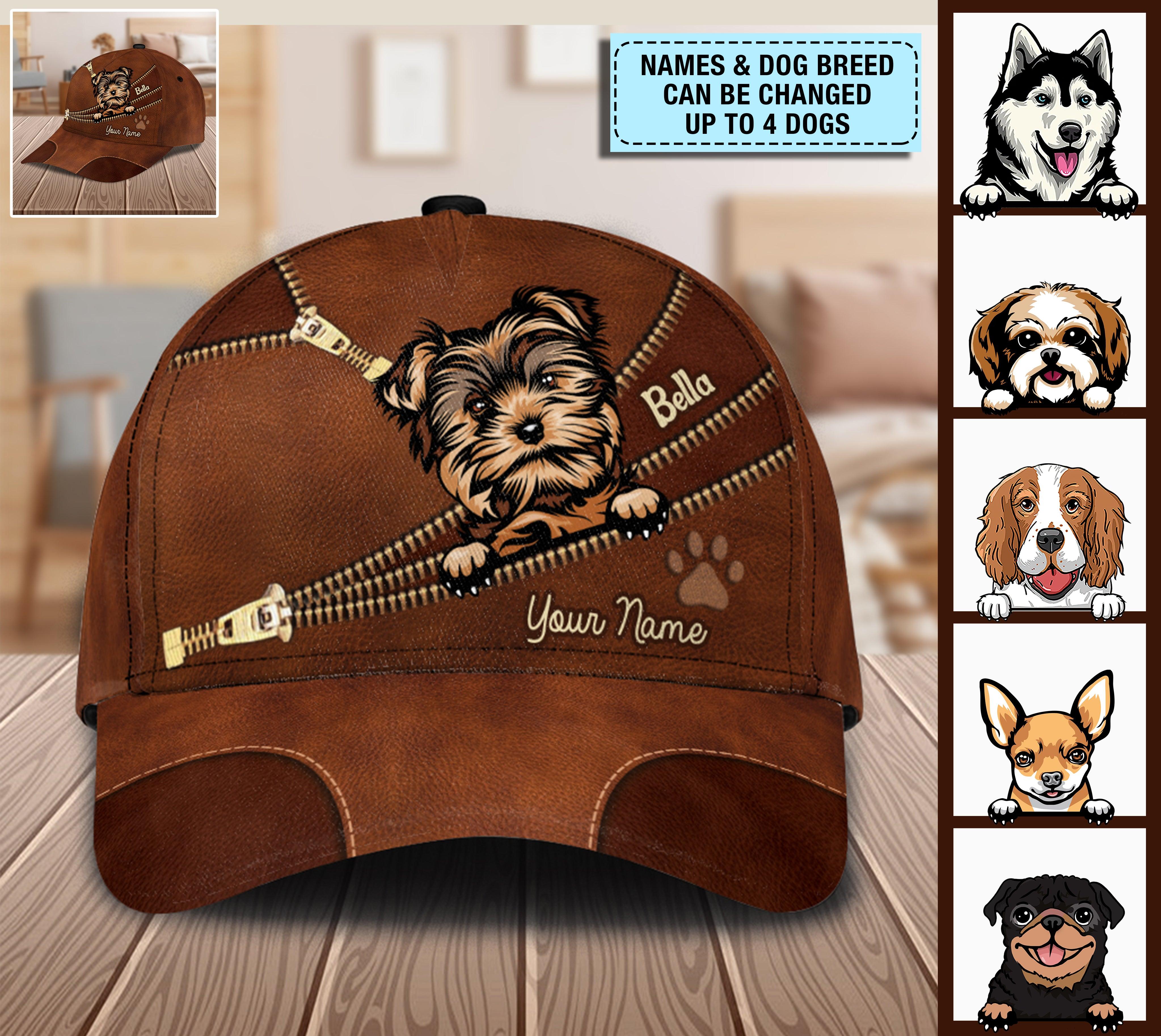 Dog Personalized Classic Cap, Personalized Gift for Dog Lovers, Dog Dad, Dog Mom Trucker Hats Custom Hats Gifts For Men & Women