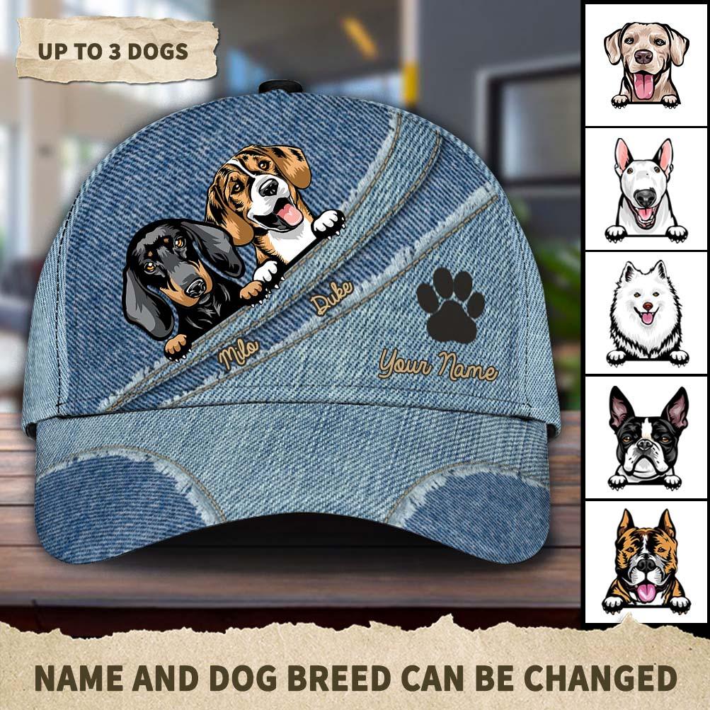 Dog Personalized Classic Cap, Personalized Gift for Dog Lovers, Dog Dad, Dog Mom Trucker Hats Custom Hats Gifts For Men & Women