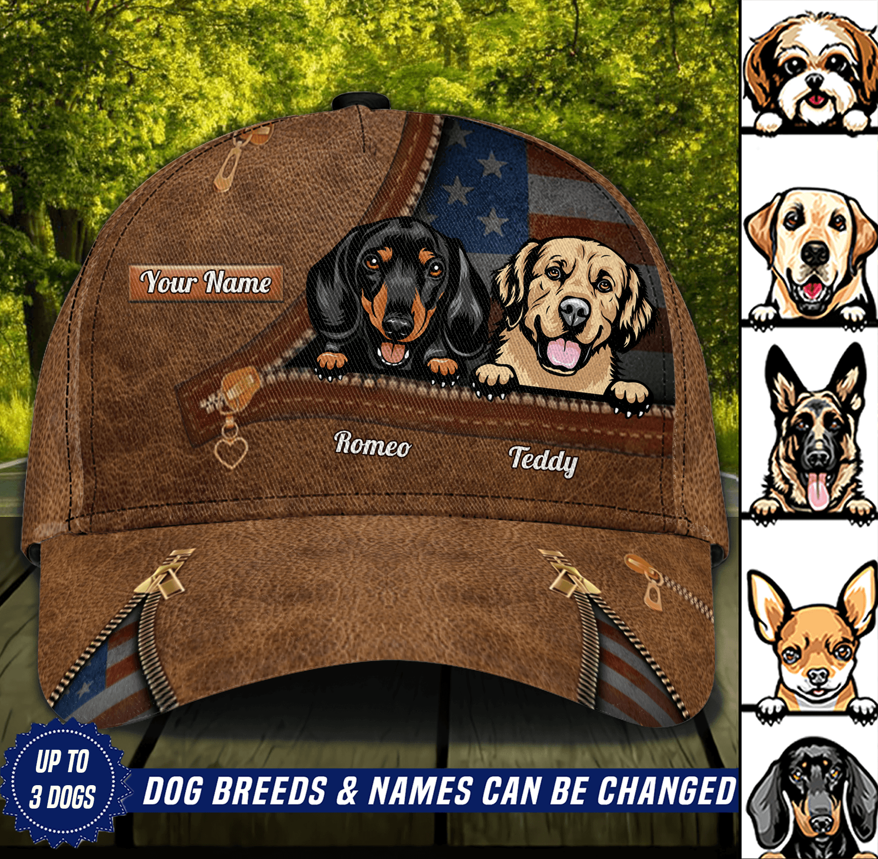 Dog Personalized Classic Cap, Personalized Gift for Dog Lovers, Dog Dad, Dog Mom Trucker Hats Custom Hats Gifts For Men & Women