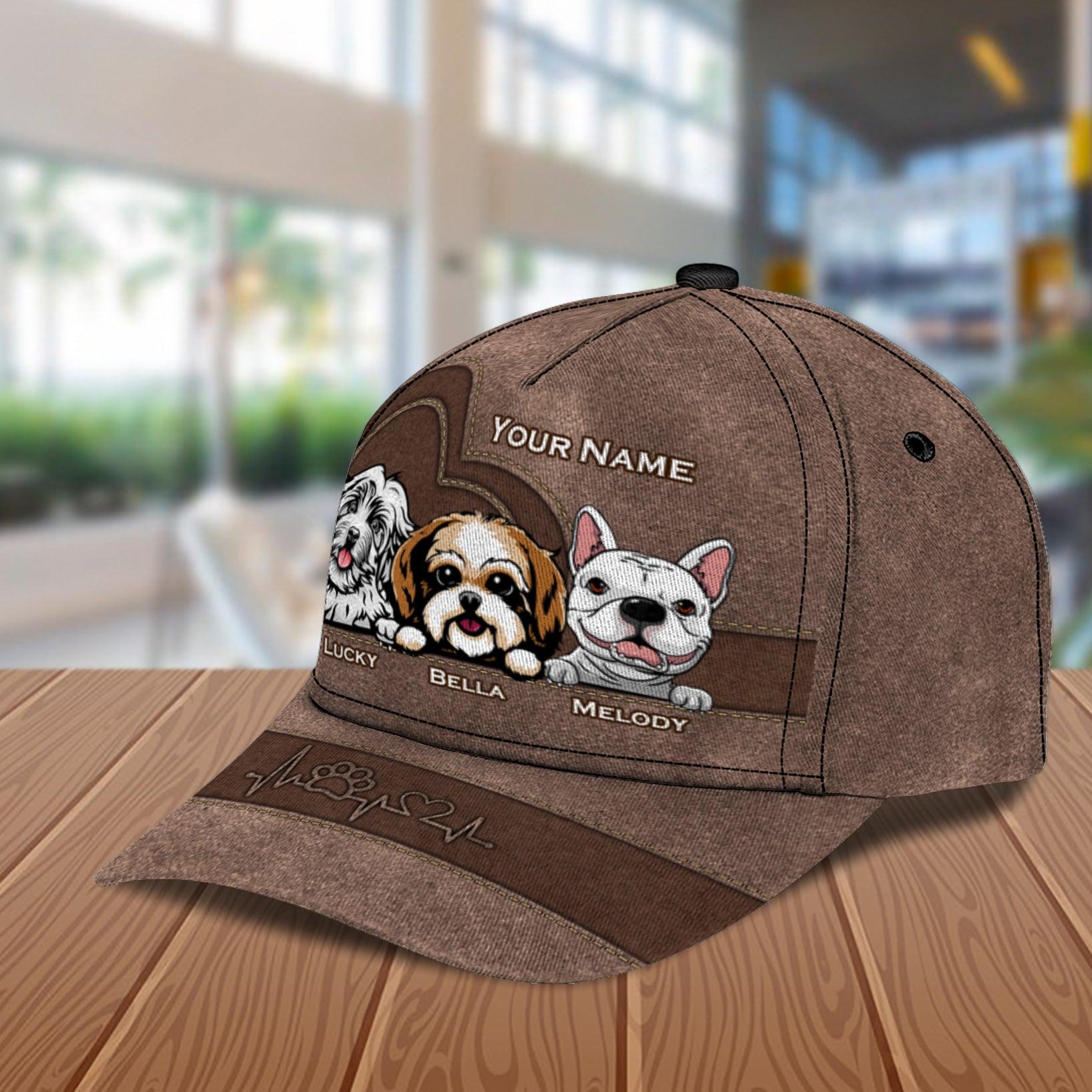 Dog Personalized Classic Cap, Personalized Gift for Dog Lovers, Dog Dad, Dog Mom Trucker Hats Custom Hats Gifts For Men & Women