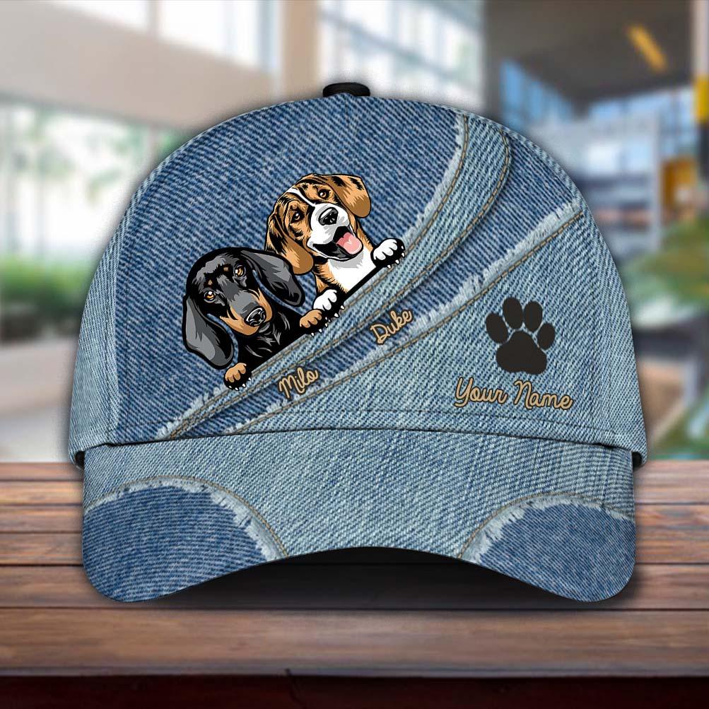 Dog Personalized Classic Cap, Personalized Gift for Dog Lovers, Dog Dad, Dog Mom Trucker Hats Custom Hats Gifts For Men & Women