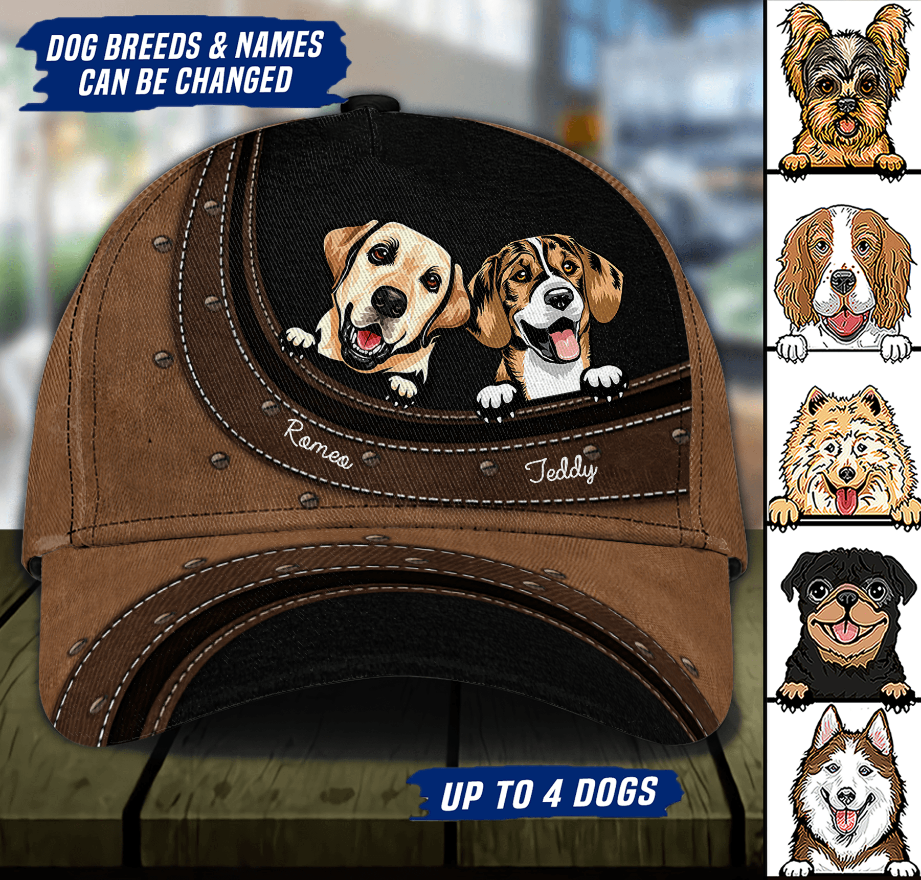 Dog Personalized Classic Cap, Personalized Gift for Dog Lovers, Dog Dad, Dog Mom Trucker Hats Custom Hats Gifts For Men & Women