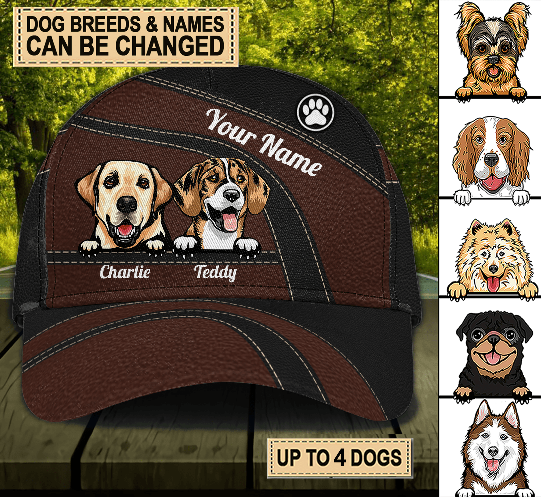 Dog Personalized Classic Cap, Personalized Gift for Dog Lovers, Dog Dad, Dog Mom Trucker Hats Custom Hats Gifts For Men & Women