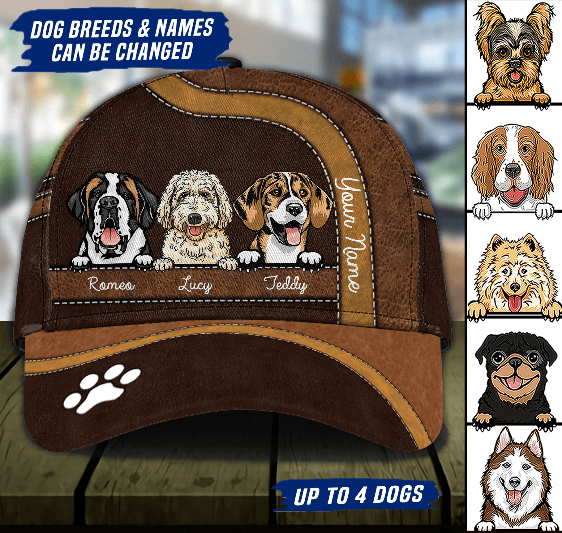 Dog Personalized Classic Cap, Personalized Gift for Dog Lovers, Dog Dad, Dog Mom Trucker Hats Custom Hats Gifts For Men & Women