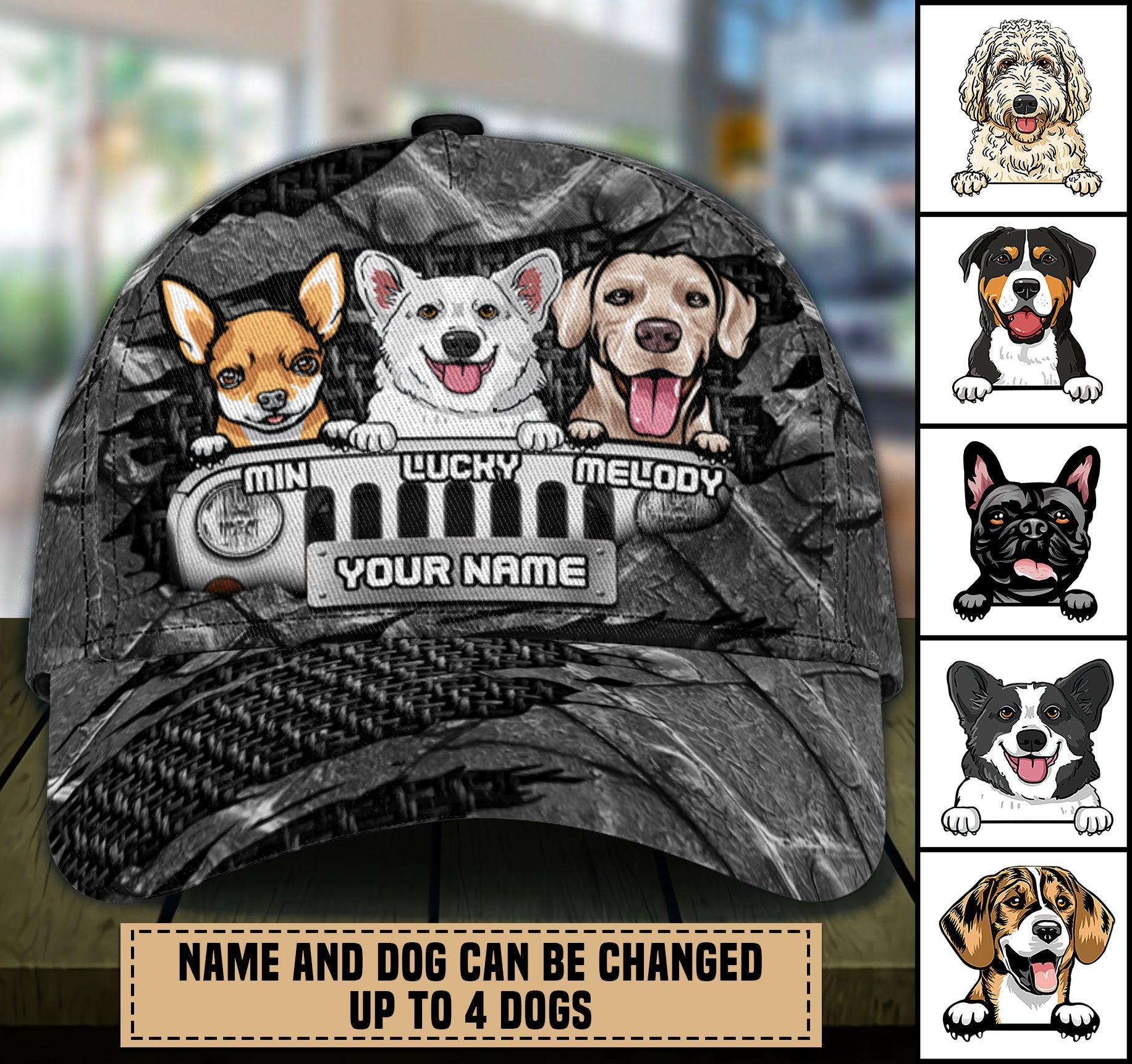 Dog Personalized Classic Cap, Personalized Gift for Dog Lovers, Dog Dad, Dog Mom Trucker Hats Custom Hats Gifts For Men & Women