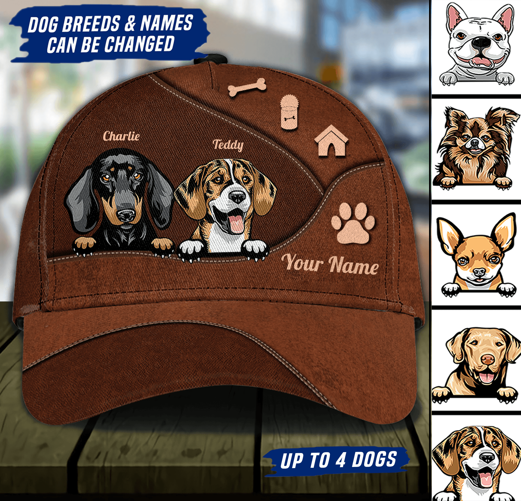 Dog Personalized Classic Cap, Personalized Gift for Dog Lovers, Dog Dad, Dog Mom Trucker Hats Custom Hats Gifts For Men & Women