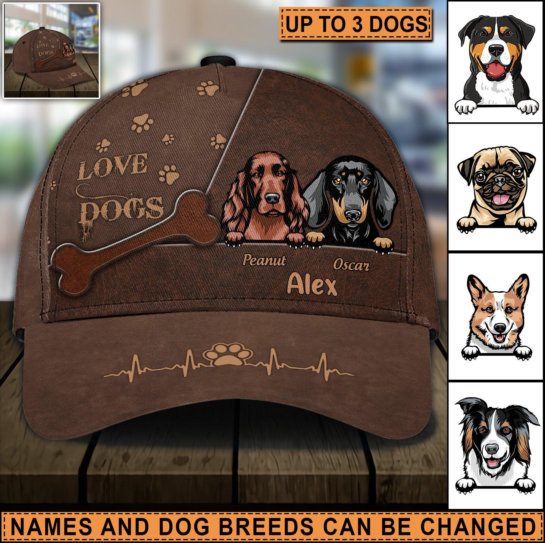 Dog Personalized Classic Cap, Personalized Gift for Dog Lovers, Dog Dad, Dog Mom Trucker Hats Custom Hats Gifts For Men & Women